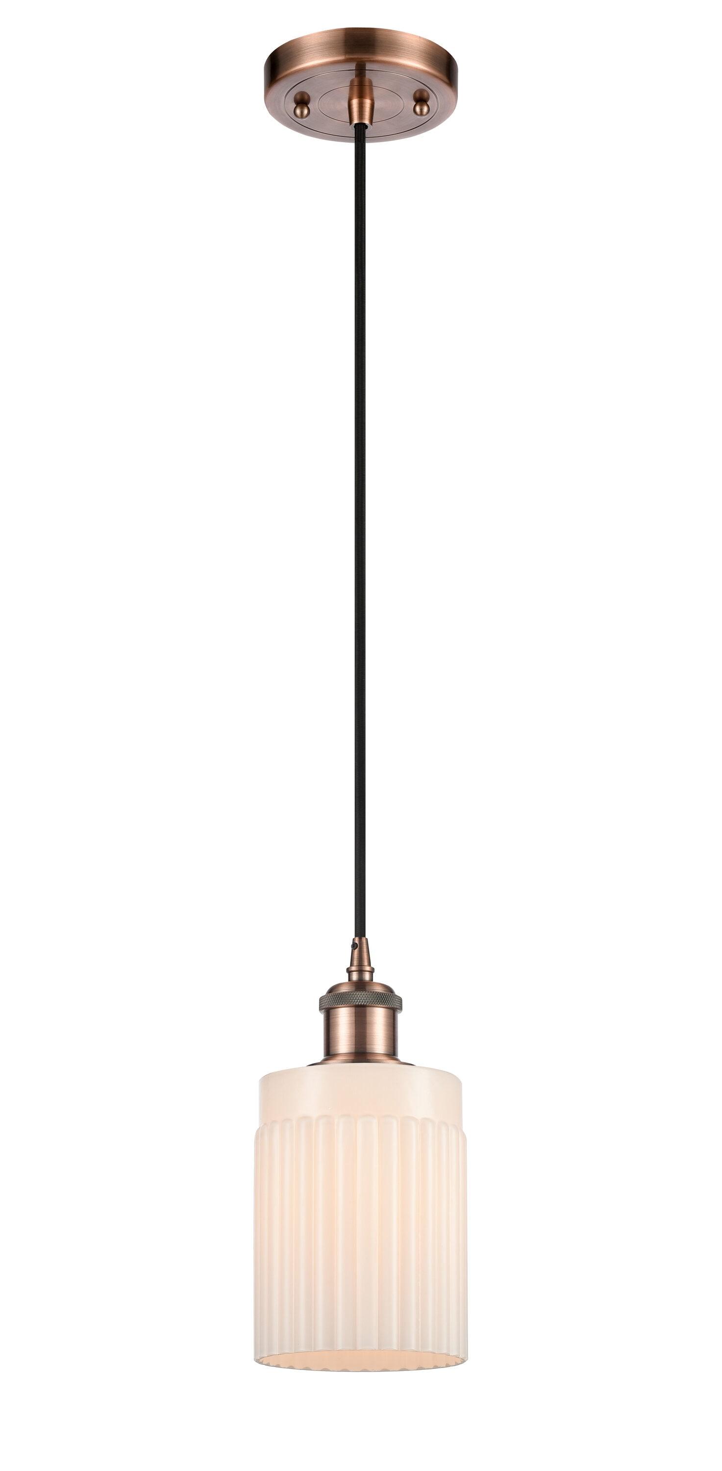 Antique Copper Mini Pendant with Matte White Glass Shade