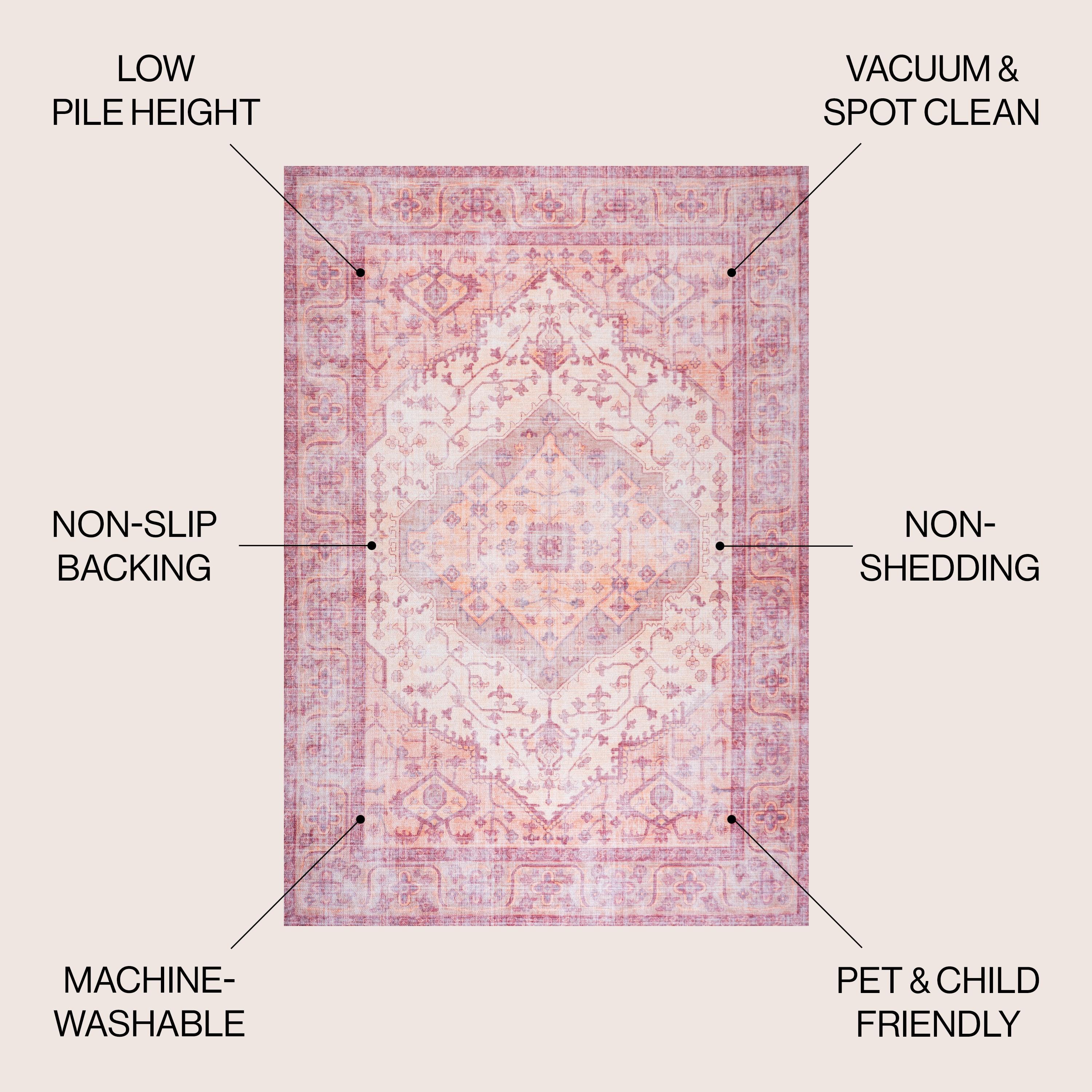 4' x 6' Alacati Ogee Medallion Machine Washable Indoor/Outdoor Area Rug, Red/Orange/Cream - JONATHAN Y
