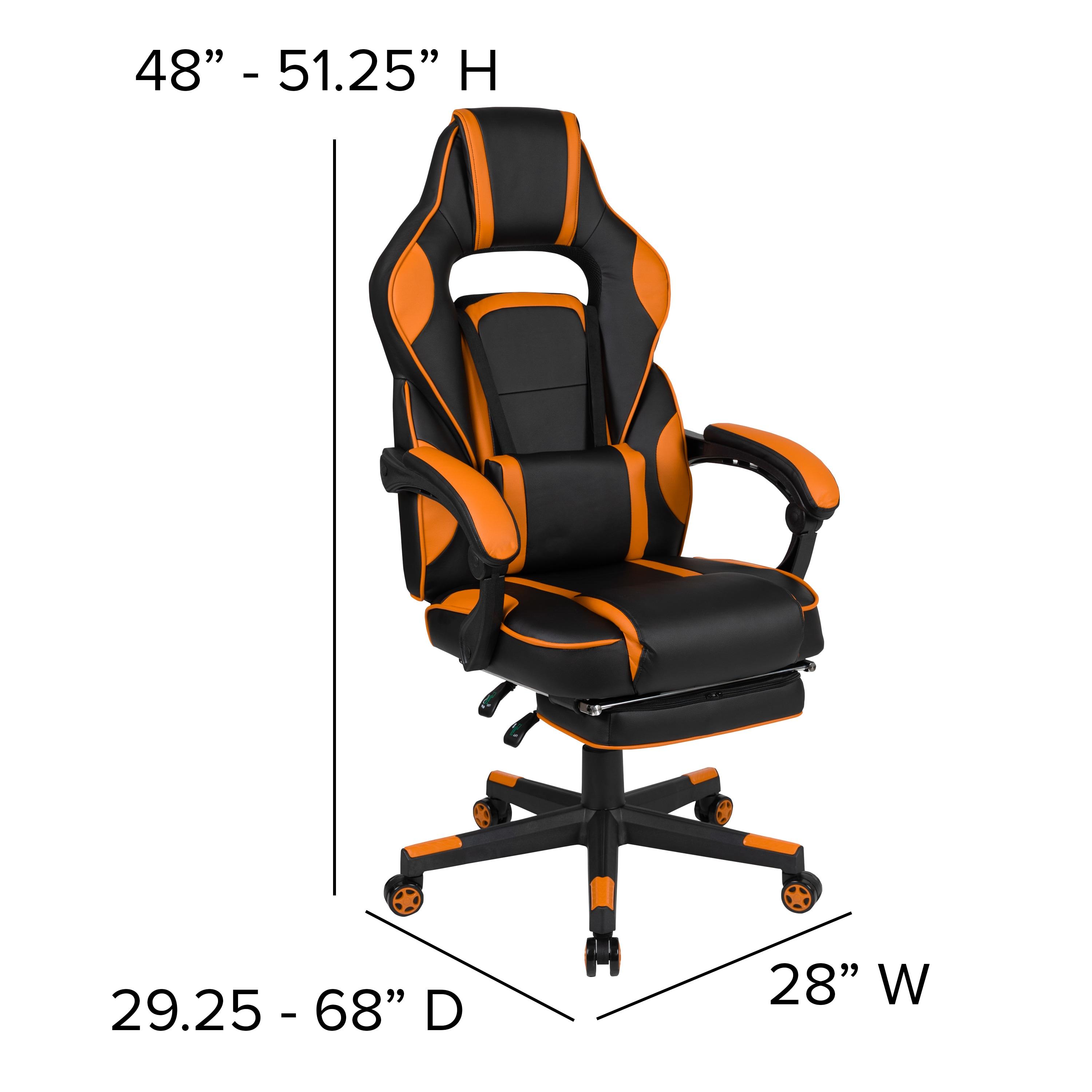 Flash Furniture X40 Gaming Chair Racing Ergonomic Computer Chair with Fully Reclining Back/Arms, Slide-Out Footrest, Massaging Lumbar - Black/Orange