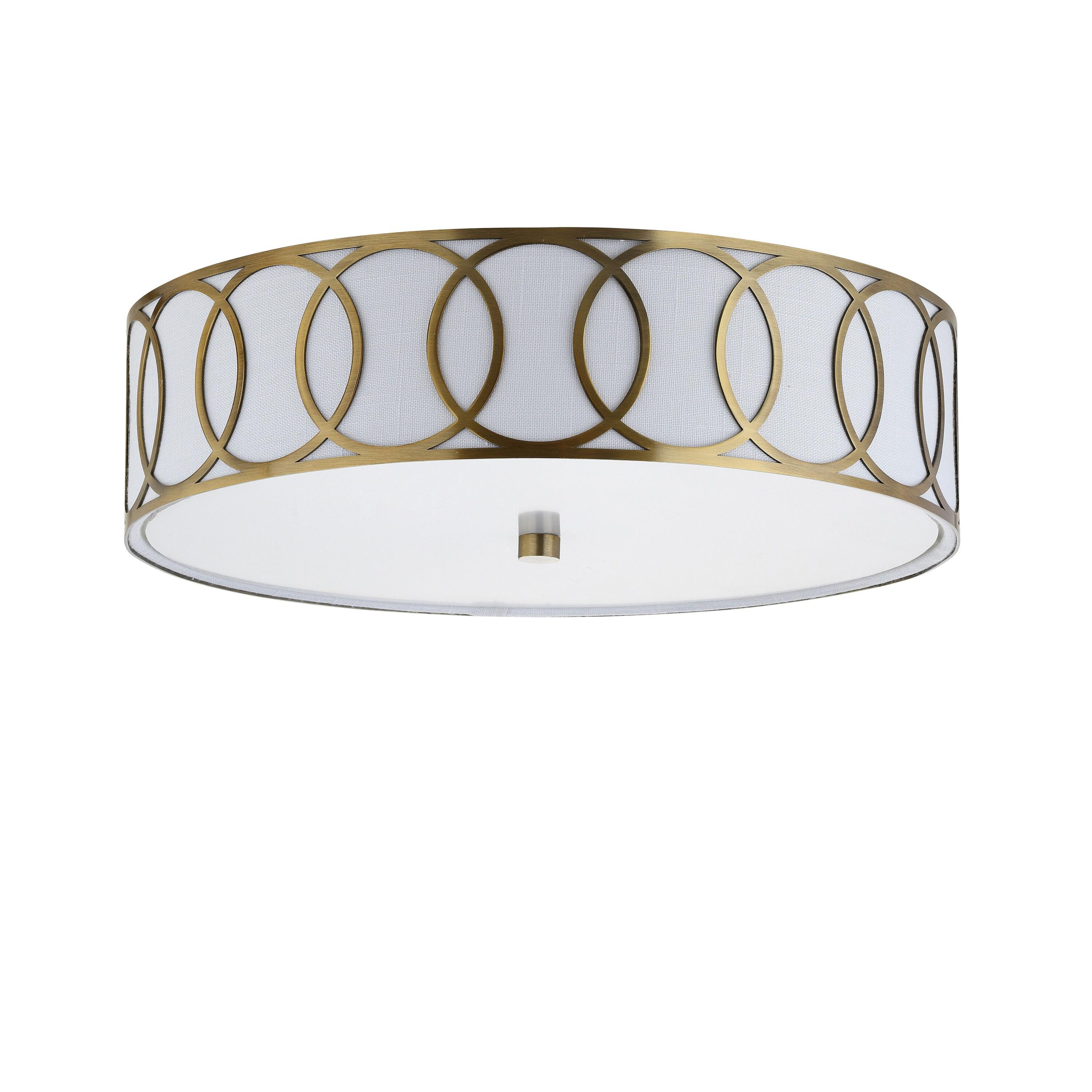 Aubrey 3-Light 15.5" Metal LED Flush Mount, Brass