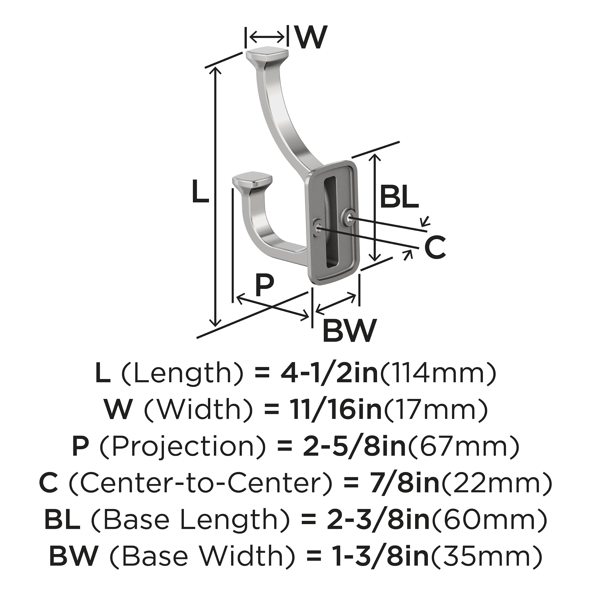 Amerock Alder Transitional Double Prong Decorative Wall Hook