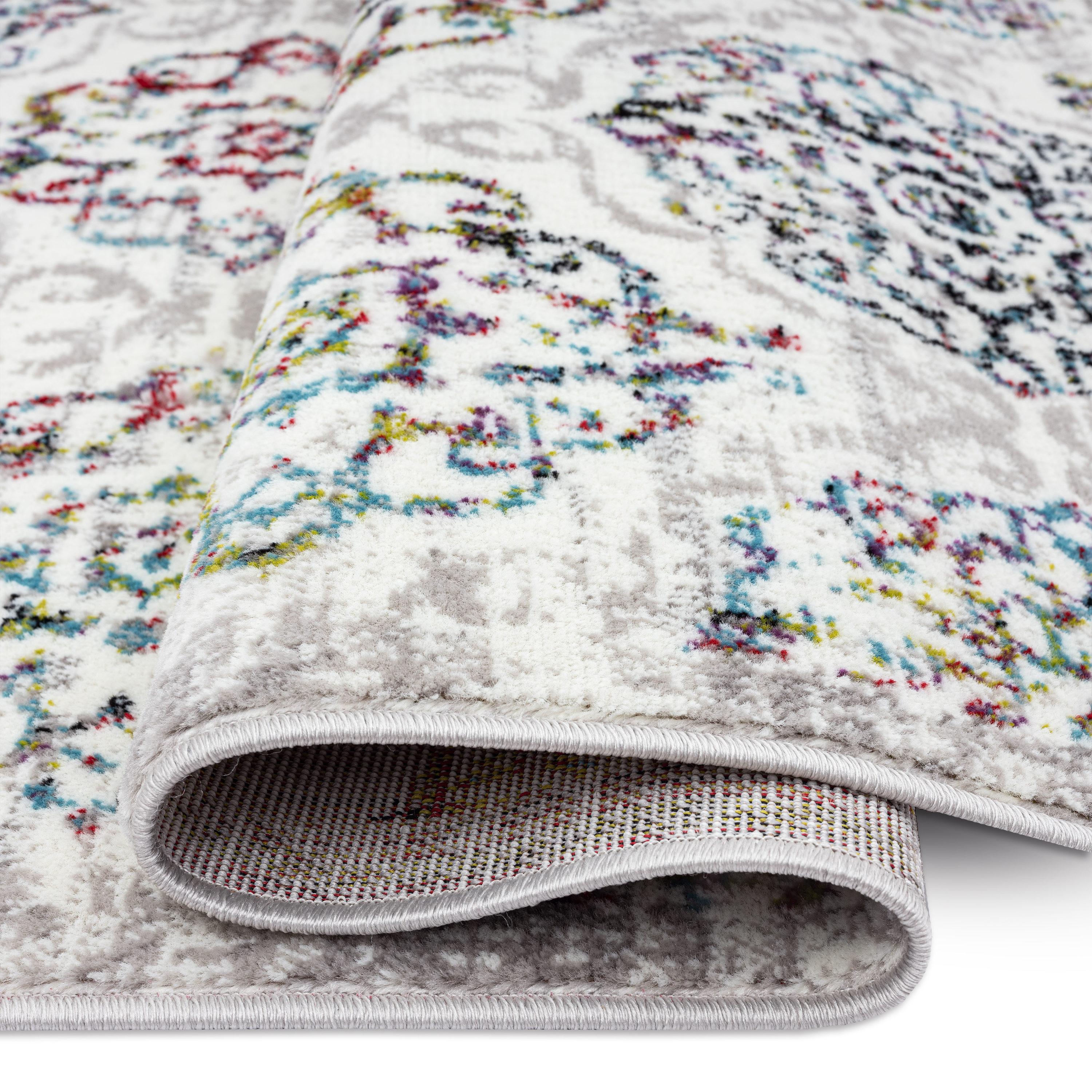 Home Dynamix Boho Andorra Transitional Damask Area Rug Ivory/Blue/Black, 5'2"x7'2"