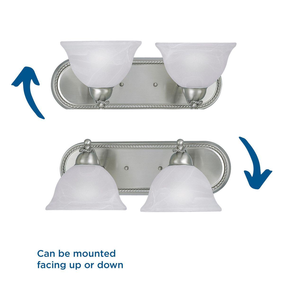 Progress Lighting Avalon 2-Light Bath Bracket, Brushed Nickel, Alabaster Glass Shade