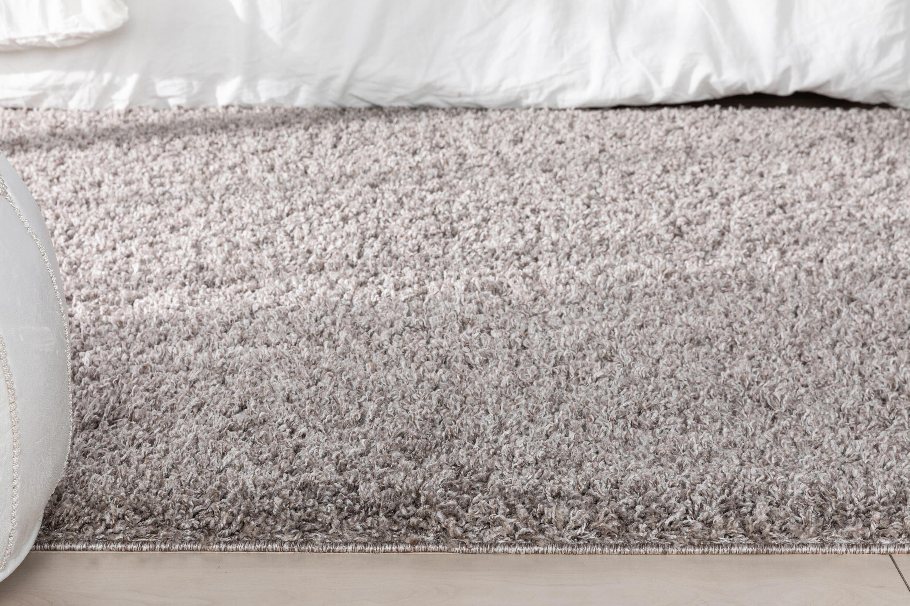 Berte Modern Solid Beige/Grey Textured Shag Rug