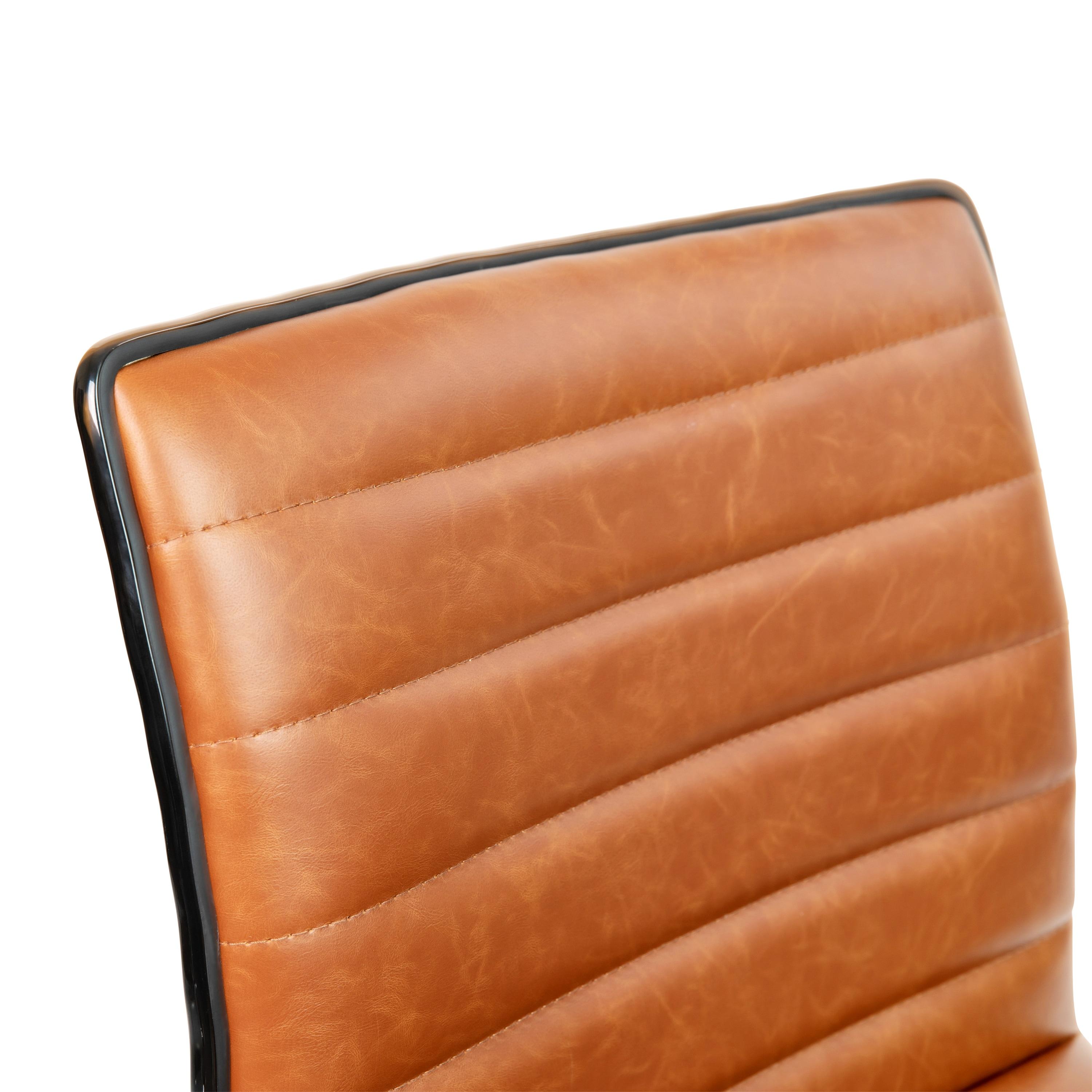 Flash Furniture Low Back Designer Armless Brown Ribbed Swivel Task Office Chair with Black Frame and Base