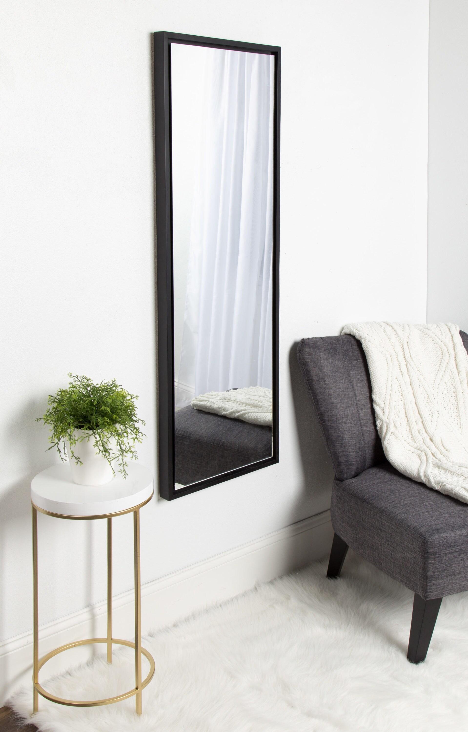 16" x 48" Evans Framed Wall Panel Mirror Black - Kate and Laurel: Contemporary Full Body, Floating Design, Easy Mount