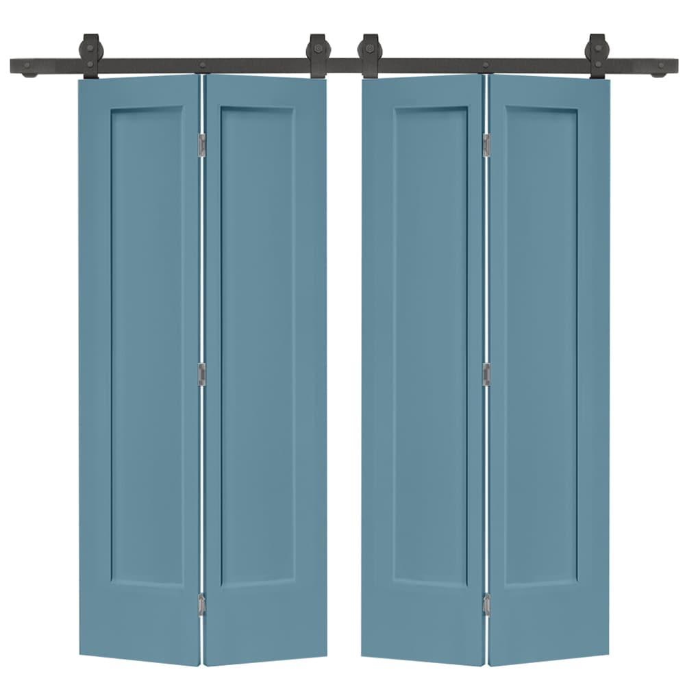 Calhome Paneled MDF Composite Double Bifold Barn Doors with Installation Hardware Kit
