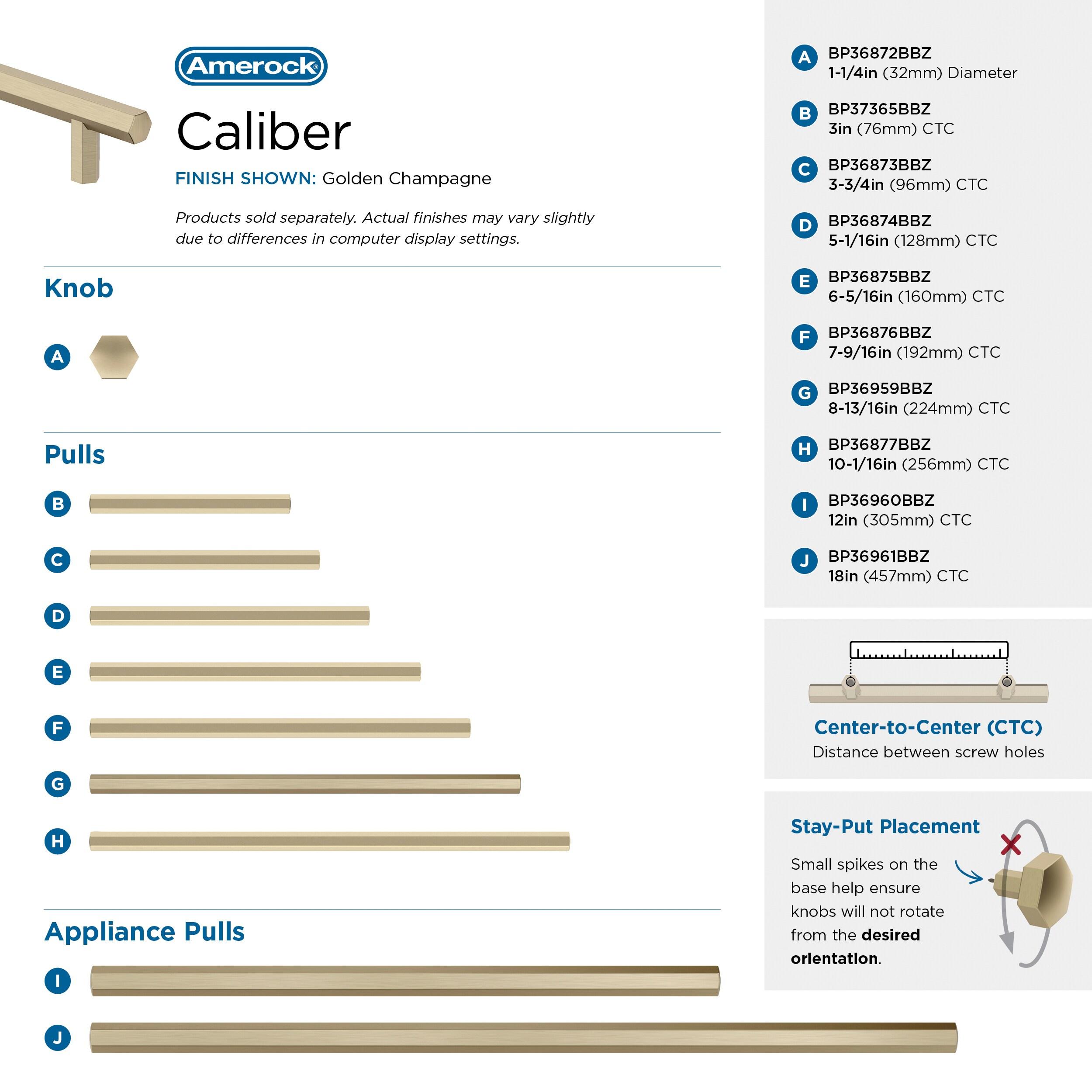 Amerock Caliber 3-3/4 inch (96mm) Center-to-Center Golden Champagne Cabinet Pull