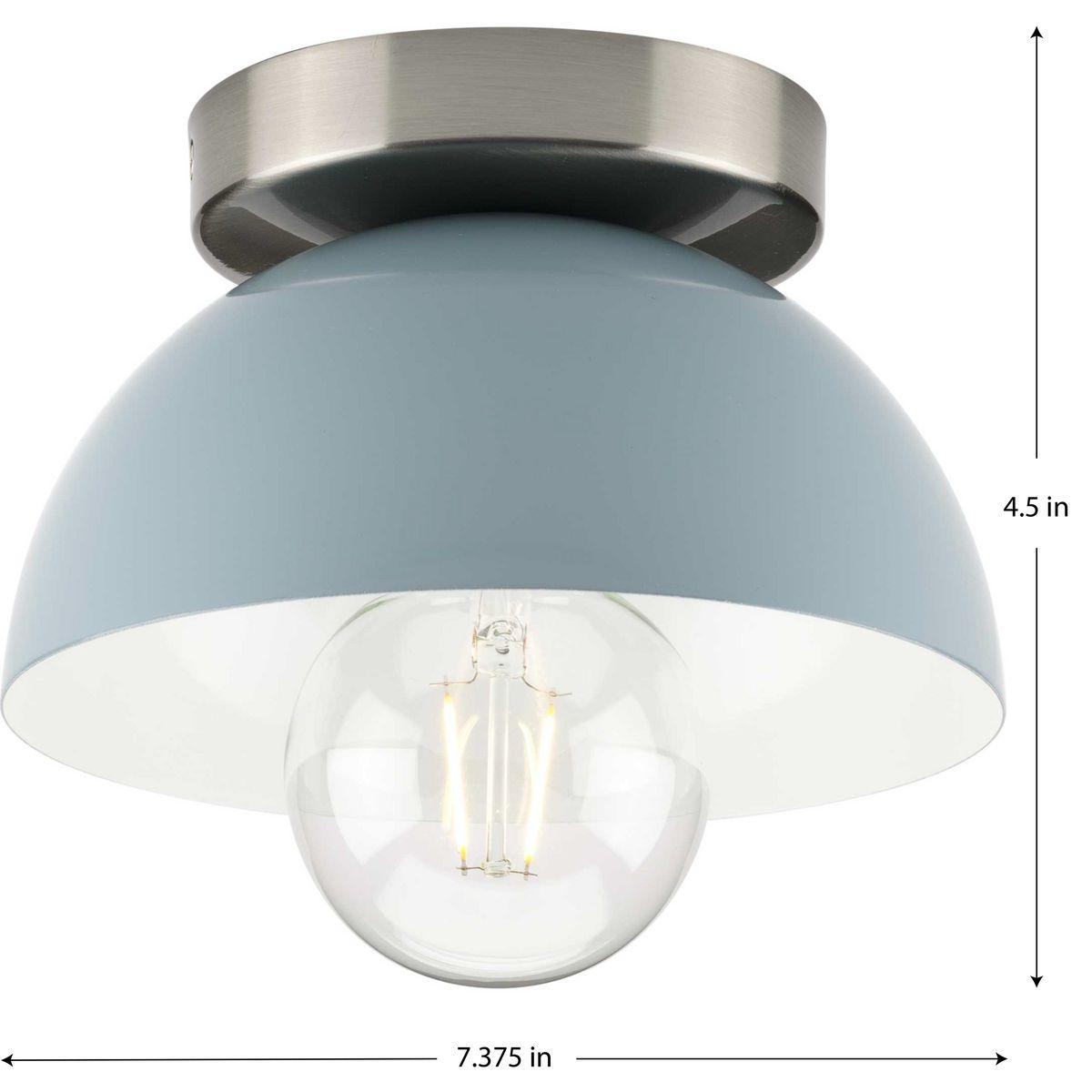 Eva Collection One-Light Coastal Blue Mid-Century Modern Flush Mount Light