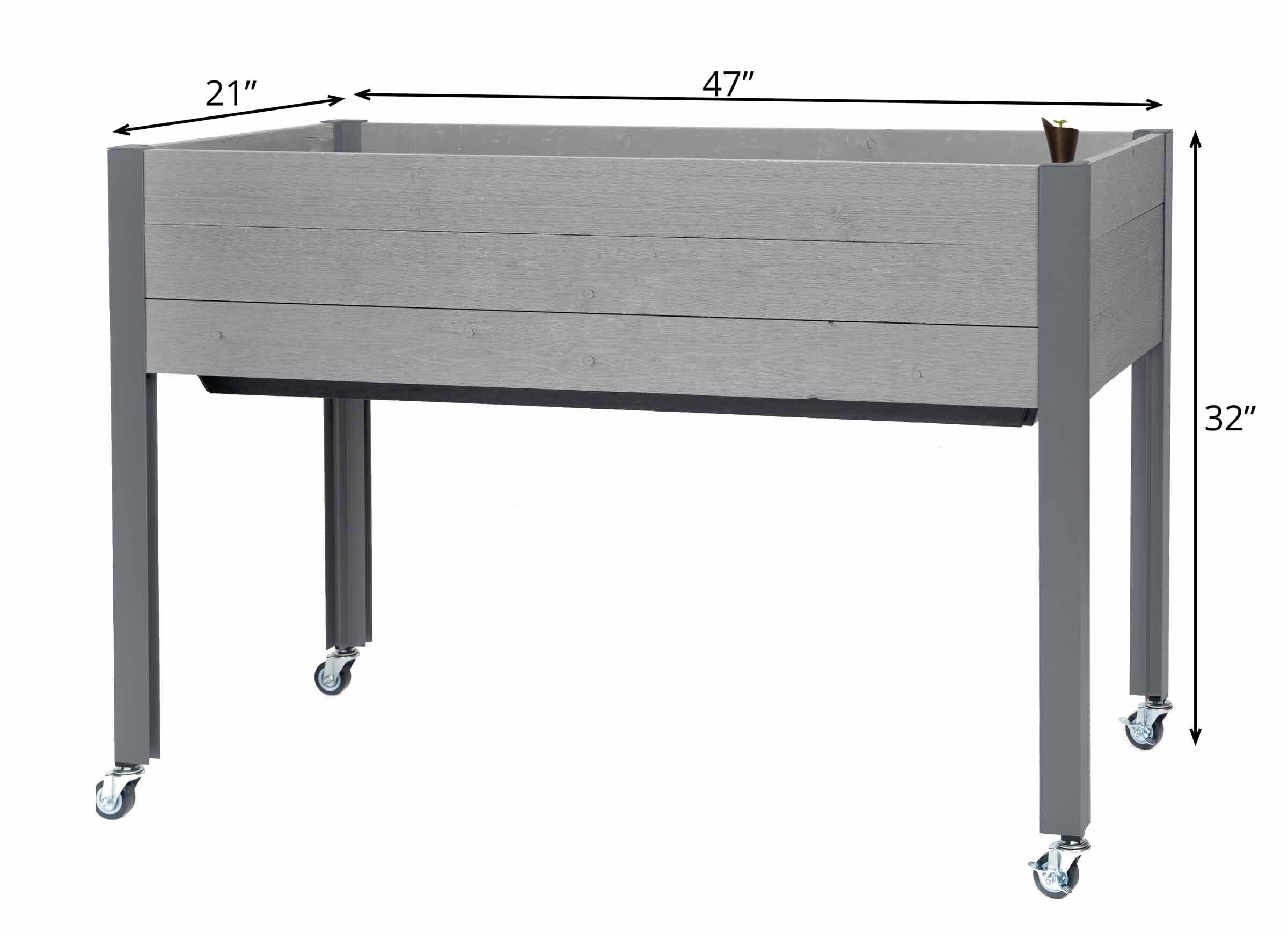 47" Wide rectangular Planter Self-Watering Wooden Gray - CedarCraft