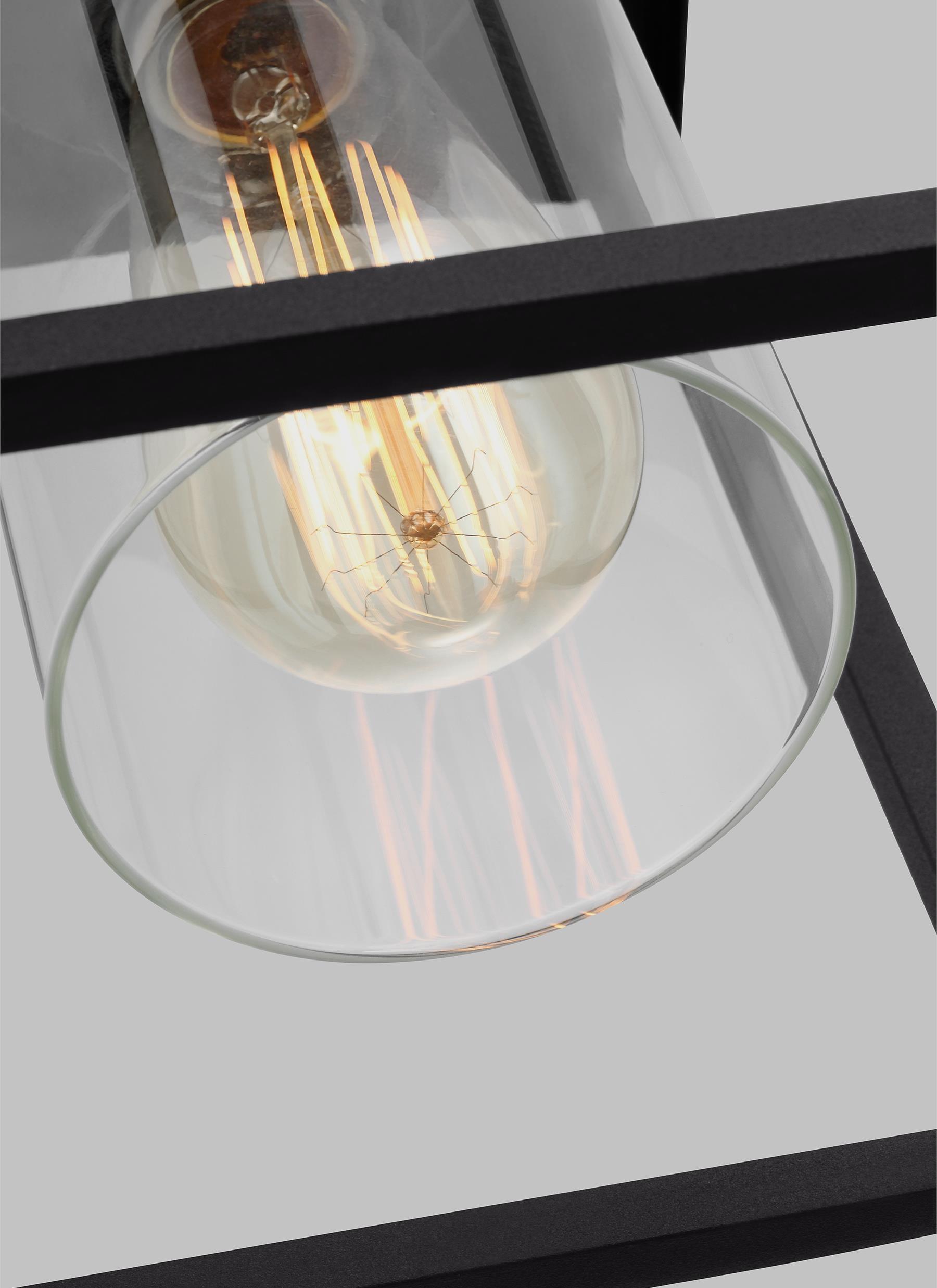Vado Transitional Black Aluminum Outdoor Ceiling Flush Mount with Clear Glass