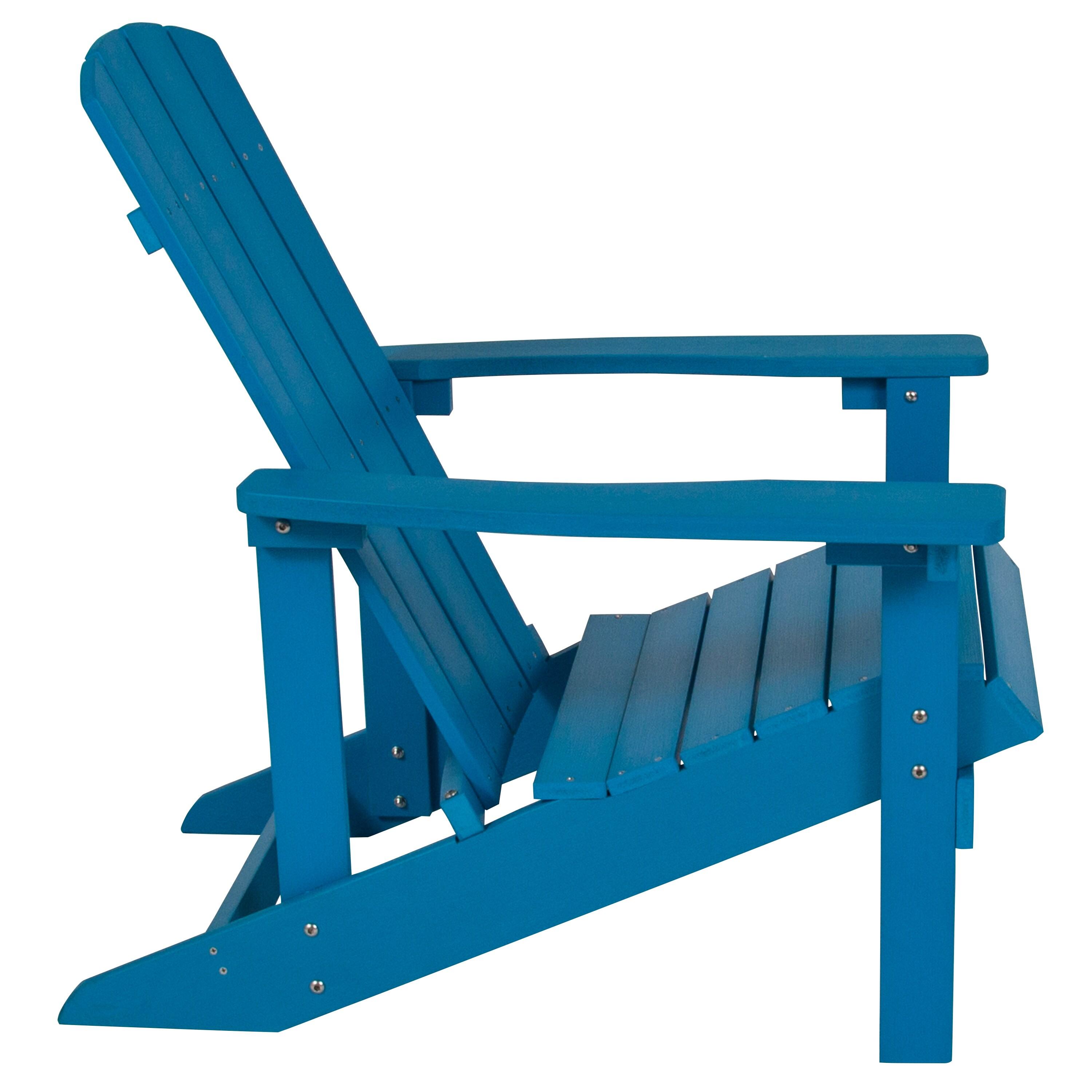 Flash Furniture Set of 2 Charlestown All-Weather Poly Resin Wood Adirondack Chairs in Blue