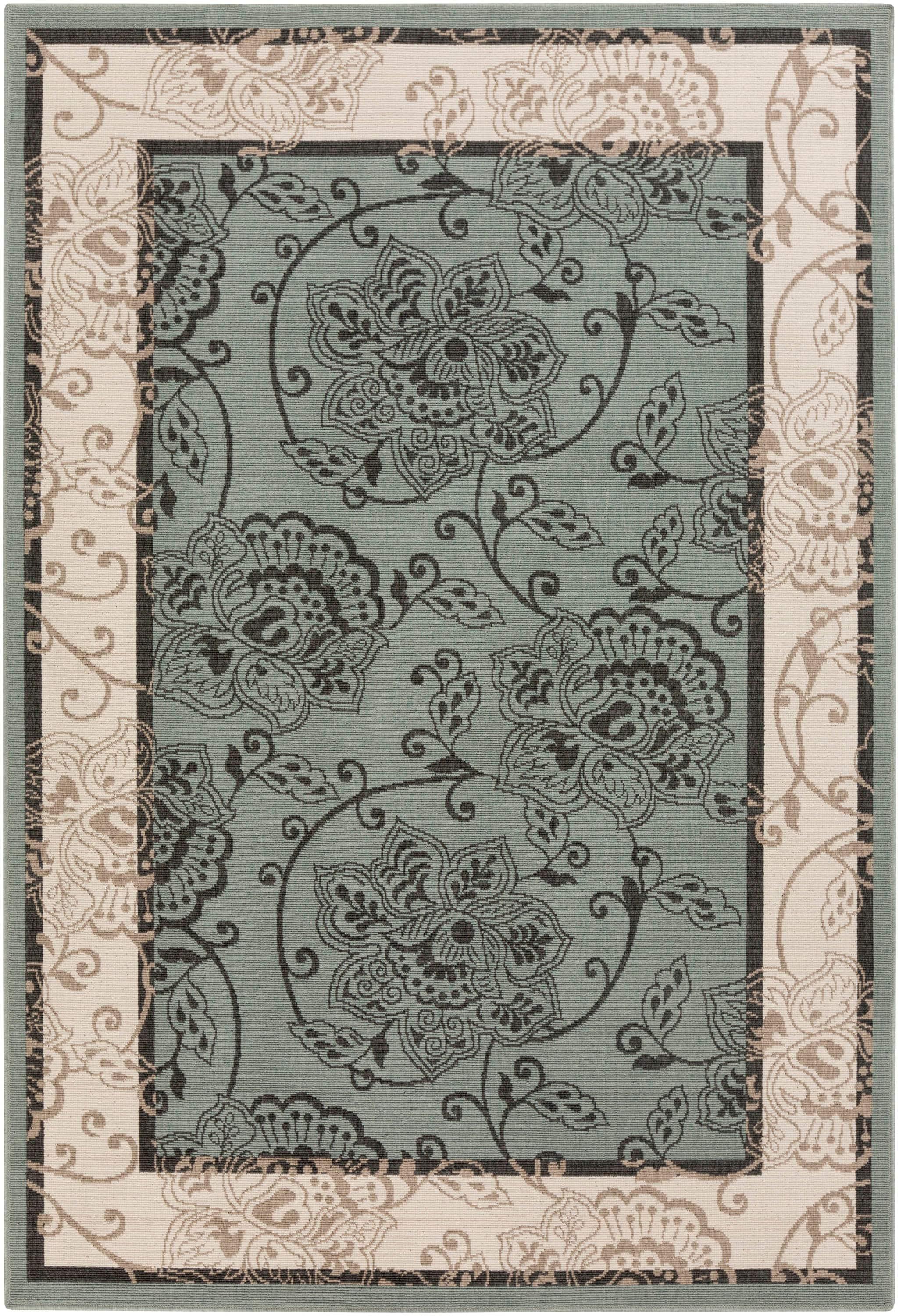 Livabliss Alfresco 5 x 8 (ft) Synthetic Sage Rectangular Indoor/Outdoor Floral/Botanical Tropical Area rug