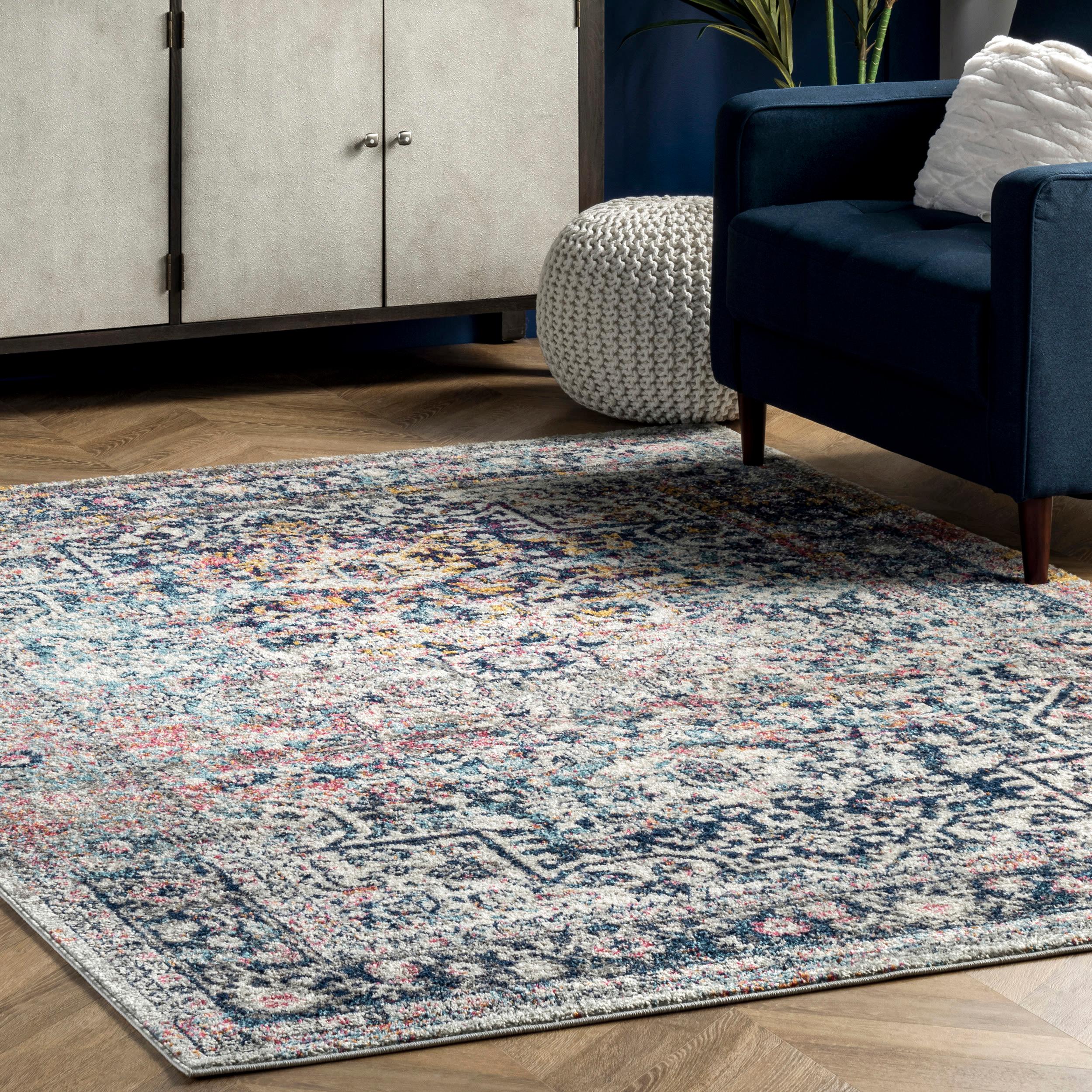 Nuloom Lilah Medallion 2x3 Accent Indoor Area Rug for Living Room Bedroom Dining Room Entryway Kitchen, Blue/Multicolor