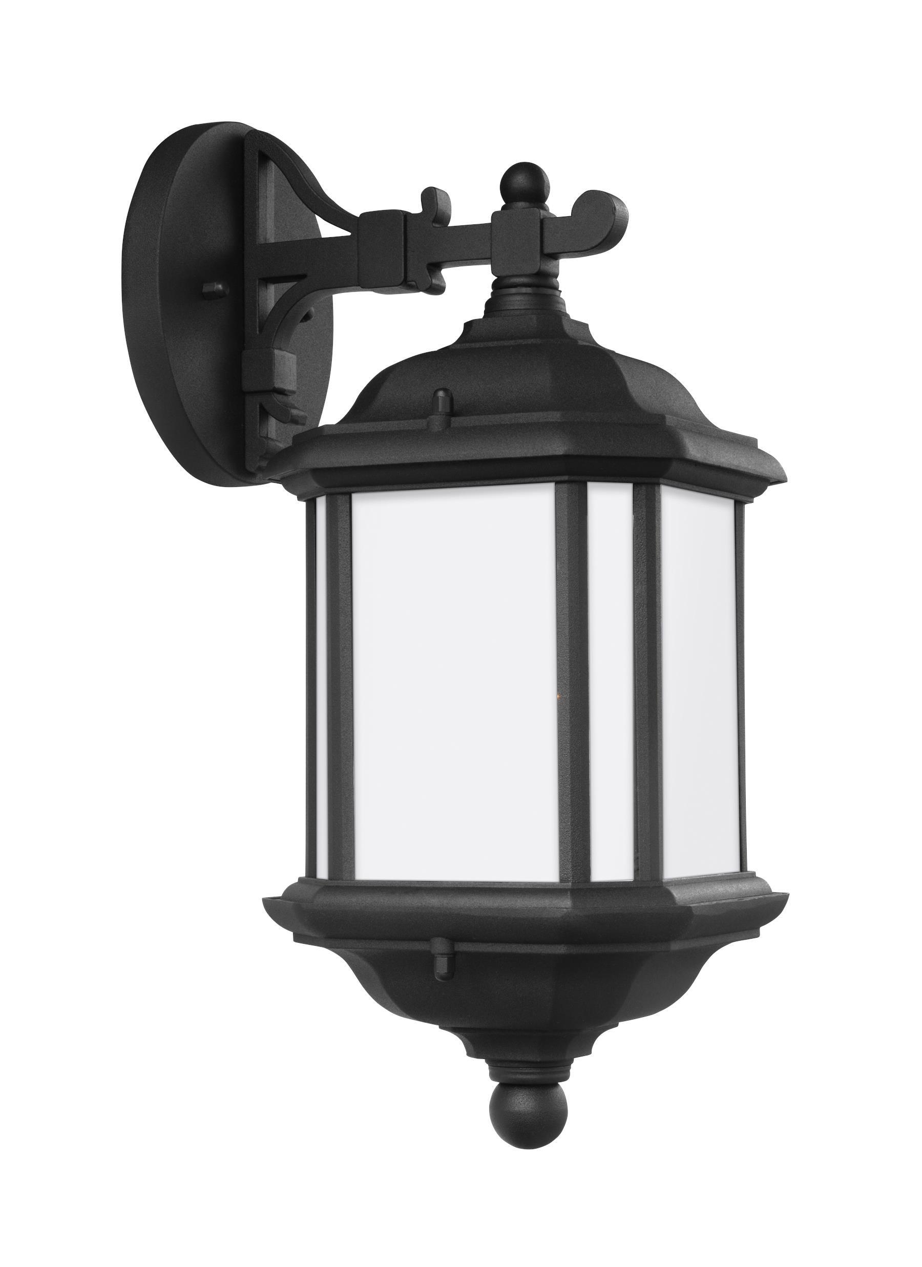 Black Bronze LED Outdoor Wall Lantern with Satin Etched Glass