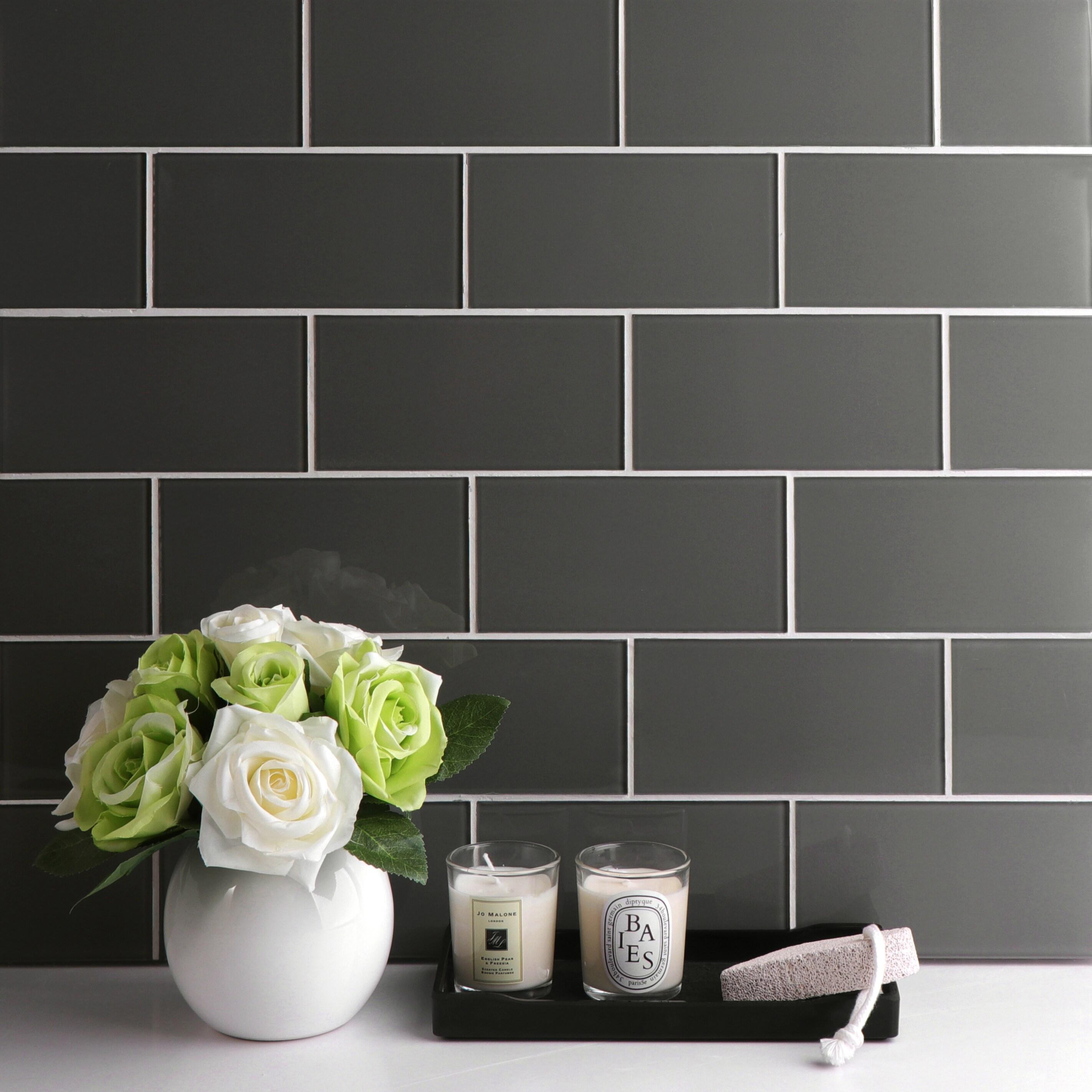 3'' W x 6'' L Glass Peel and Stick Subway Tile