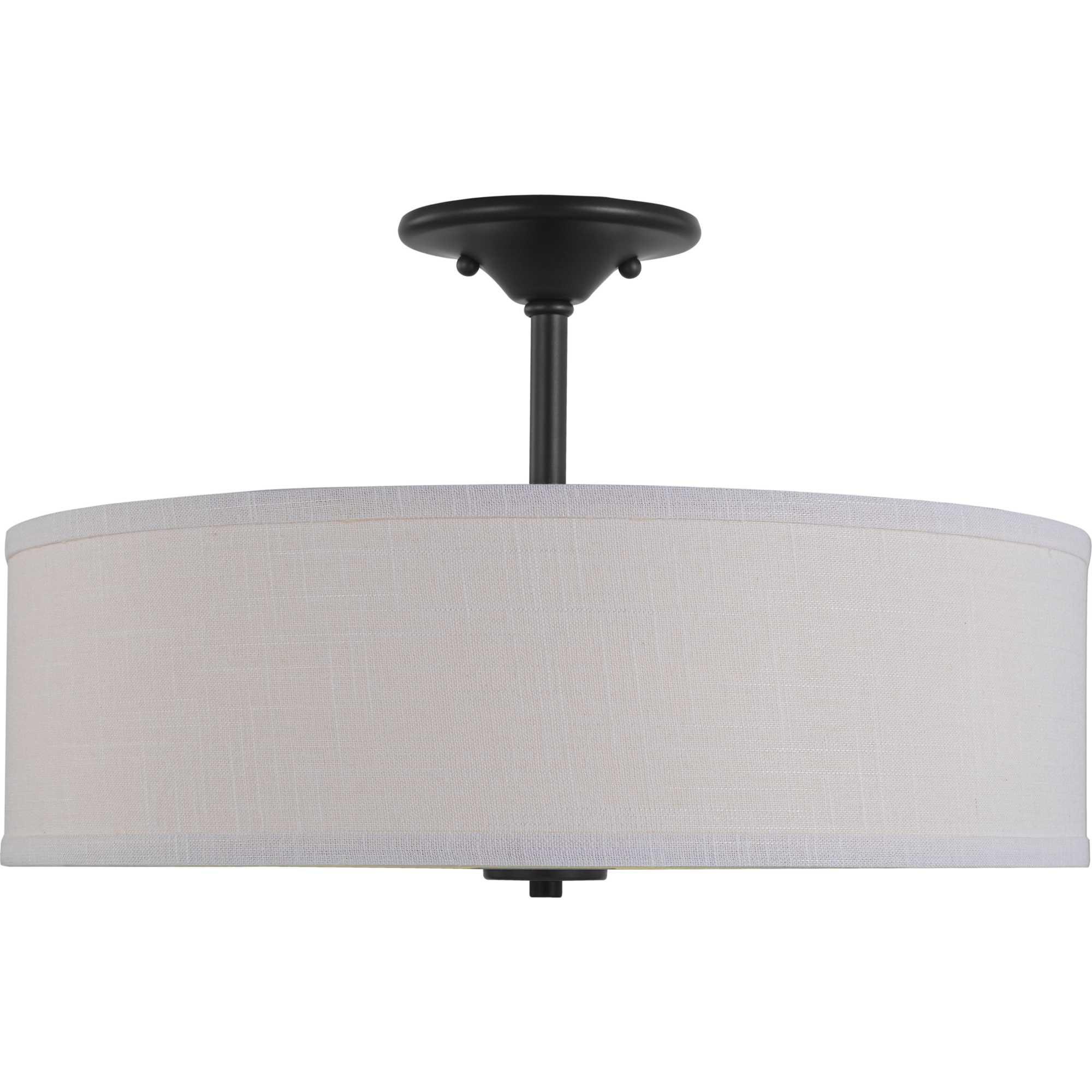 Progress Lighting, Inspire Collection, 3-Light Semi-Flush Mount, Graphite, Summer Linen Shade