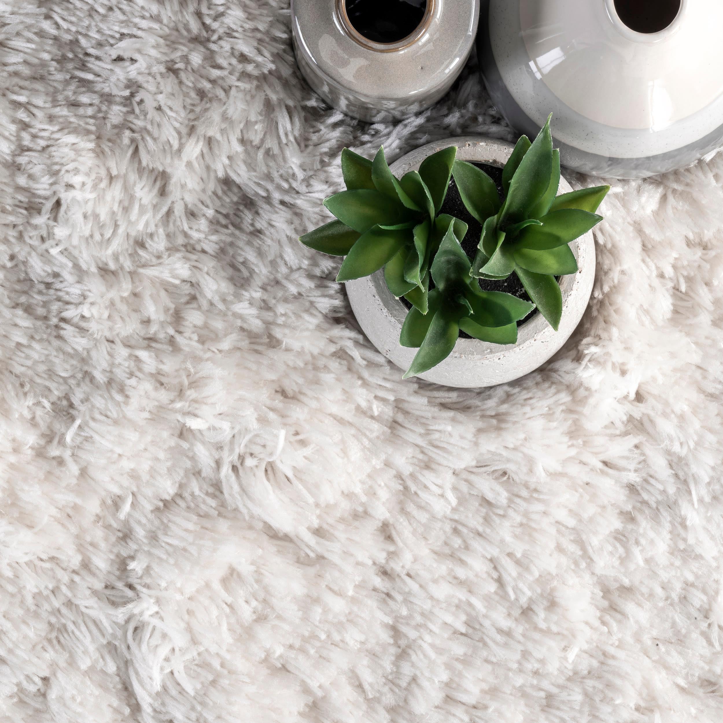 4'x6' Hand Tufted Kristan Shag Area Rug Ivory - nuLOOM: Contemporary High Pile, Skid-Resistant, Indoor Use