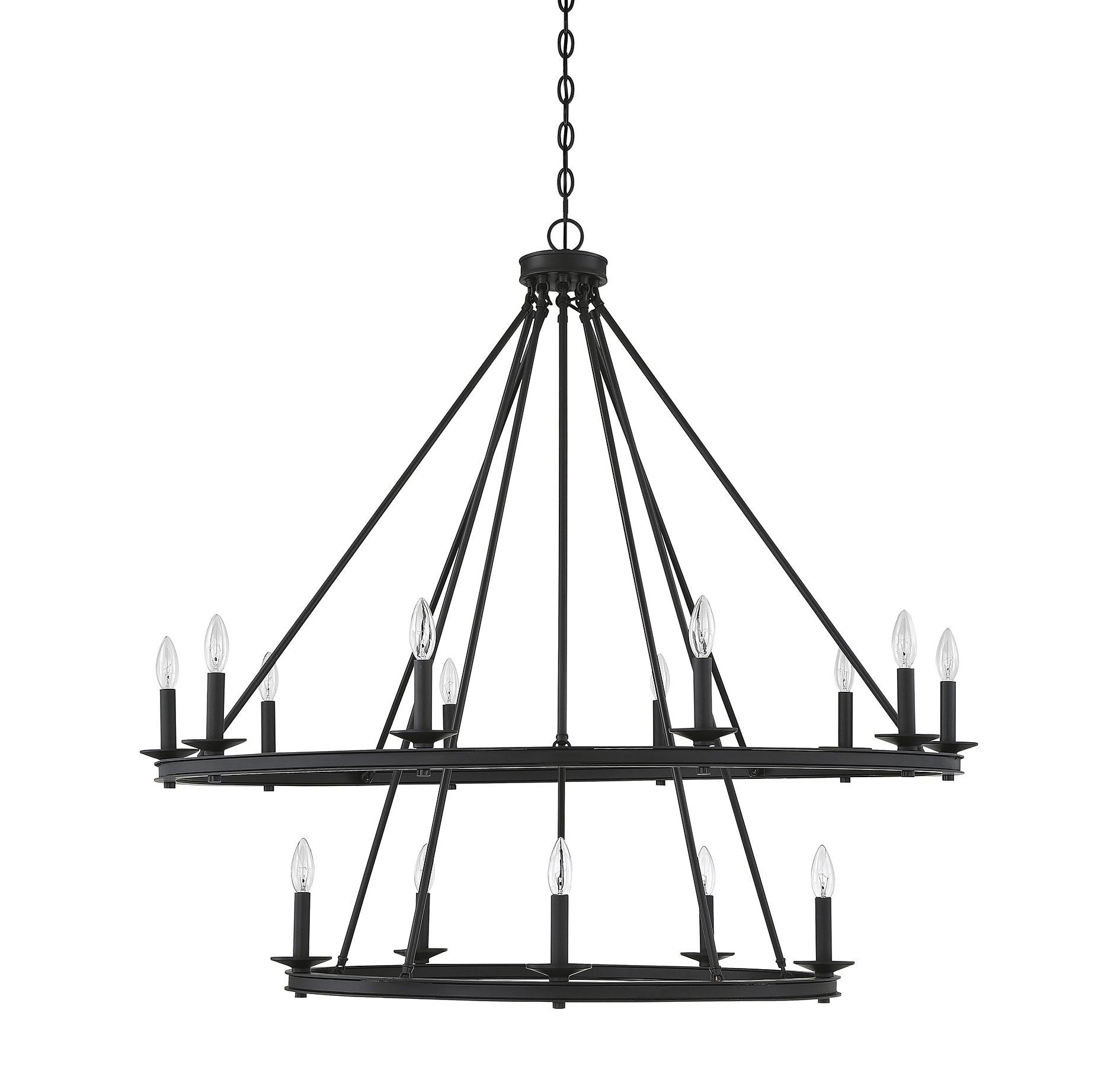 Traditional Fifteen Light Chandelier-Matte Black Finish Bailey Street Home 159-Bel-2893935