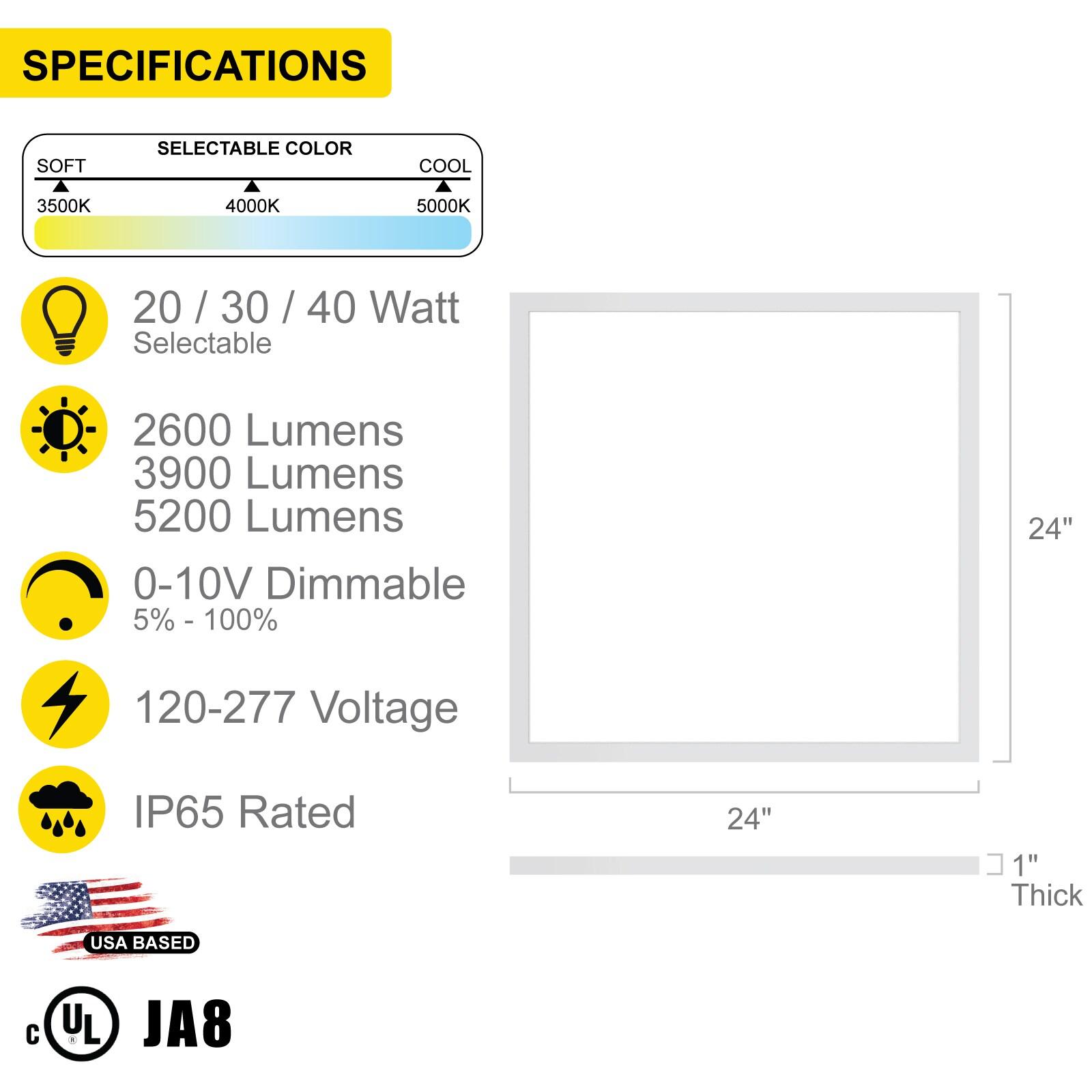 NUWATT NUWATT 4 Pack, 1x1 Flat Panel LED Square Light, 5CCT 2700K/3000K/3500K/4000K/5000K Selectable, 1500LM 18W, Internal Driver, Dimmable, 120V, CRI90, 12" Inch Square Surface Mount Ceiling Light, 1" Thick (Set of 4)