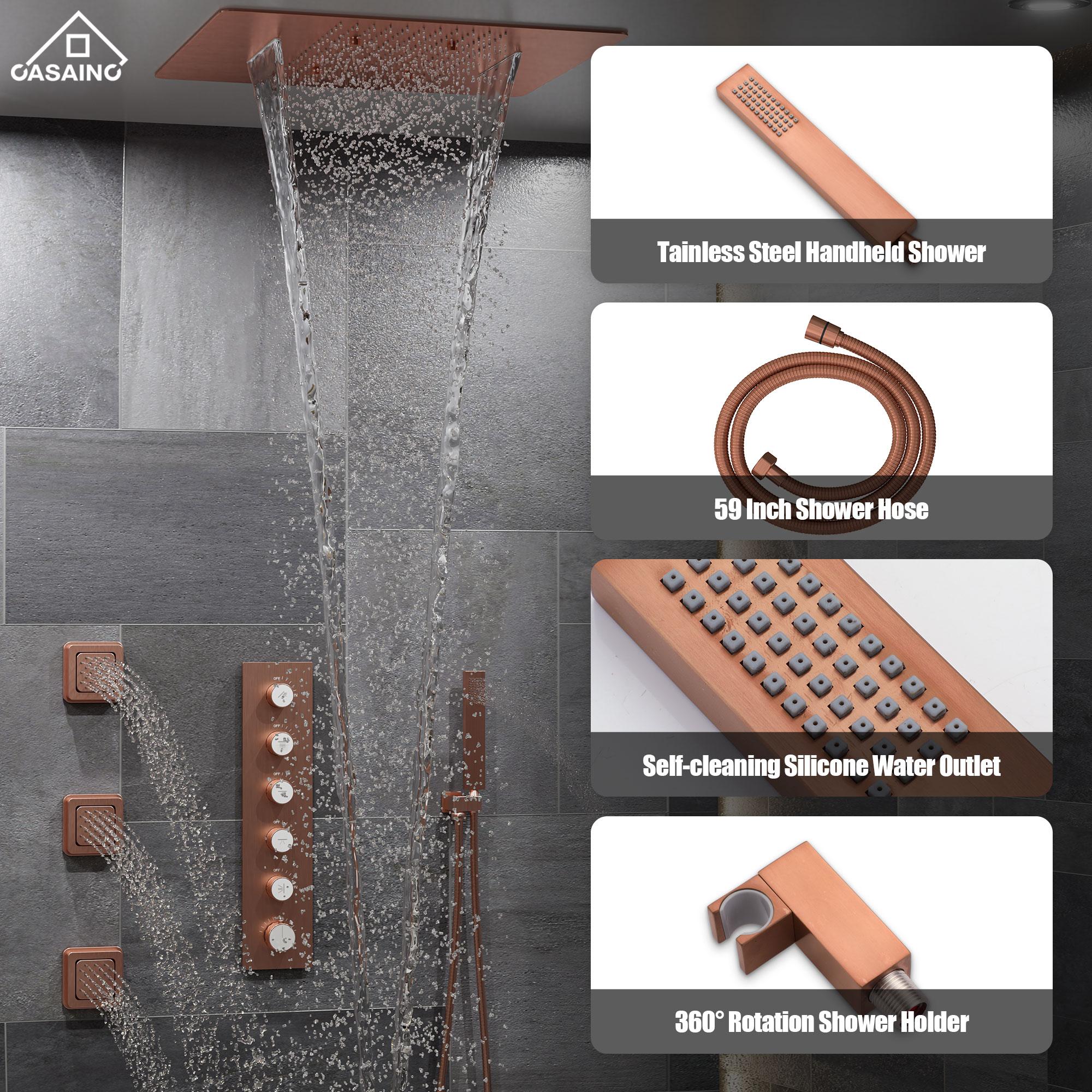 Thermostatic Complete Rainfall Shower System with Rough in-Valve and Body Spray