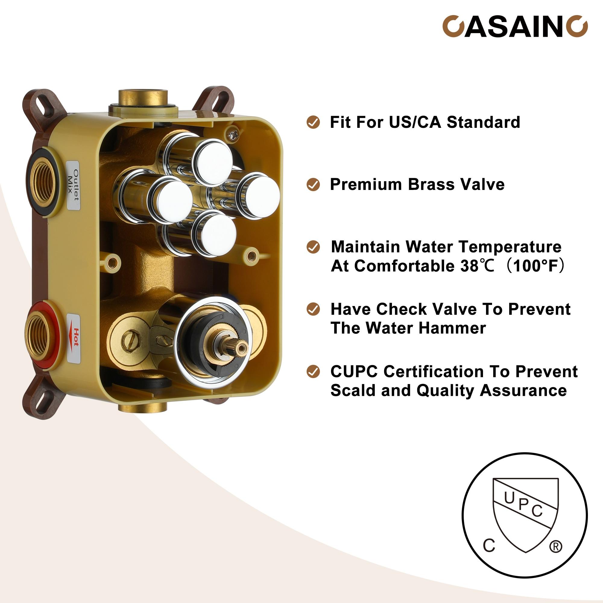 CASAINC CS6228-12CH Dual Shower Head Thermostatic Rainfall Shower System with Rough in-Valve and Shower Body Spray