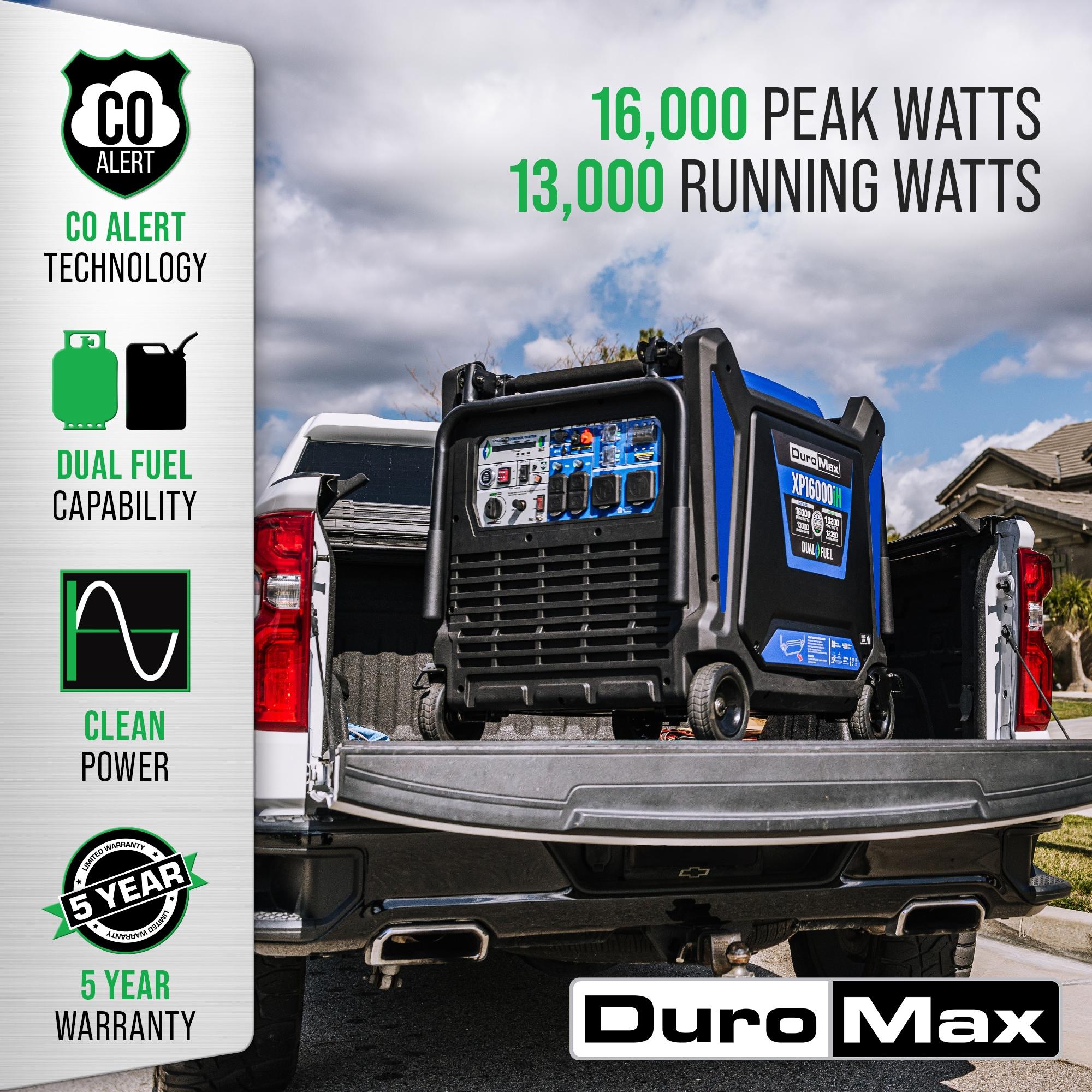 DuroMax XP16000iH 16,000 Watt Dual Fuel Portable Inverter Generator with CO Alert
