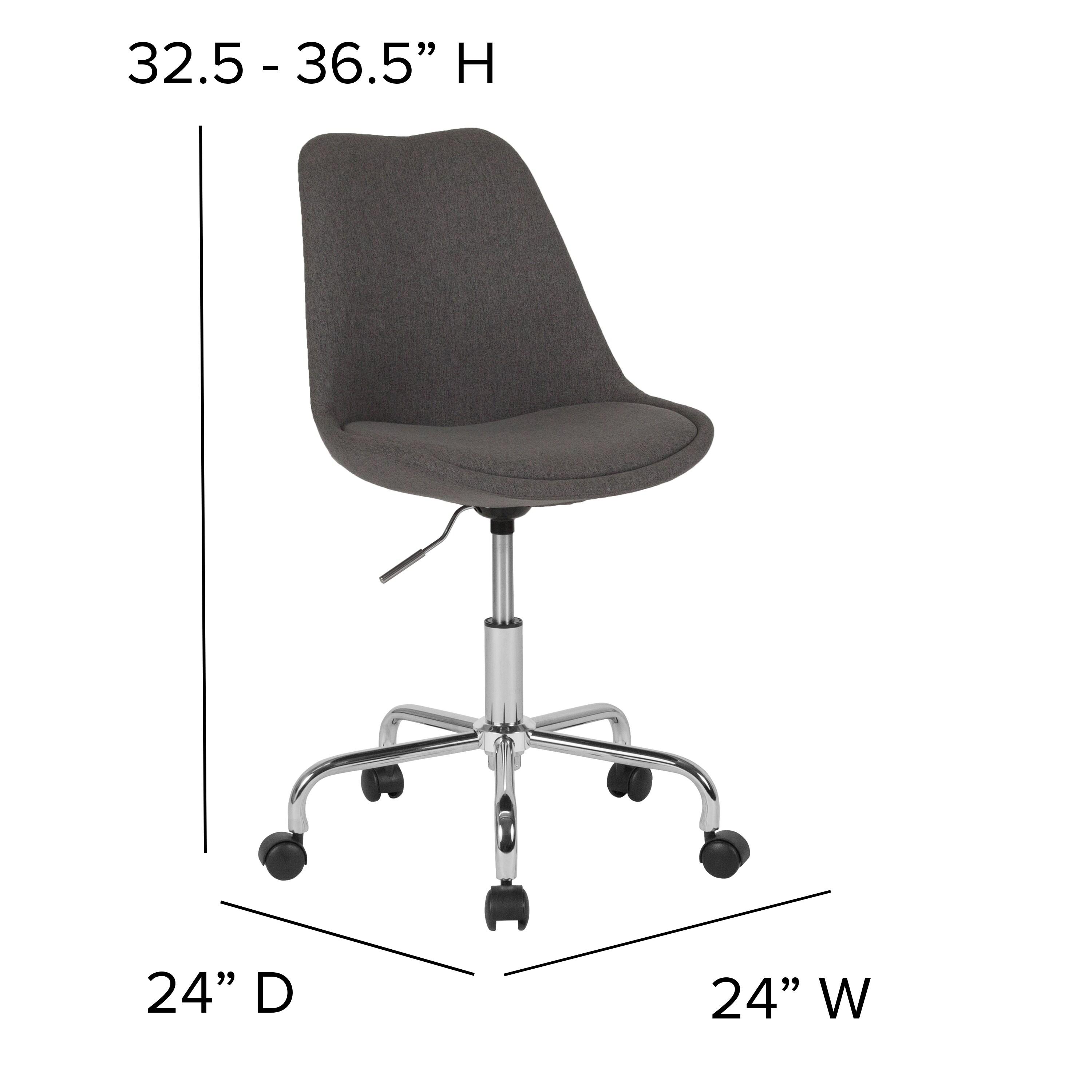 Flash Furniture Aurora Series Mid-Back Dark Gray Fabric Task Office Chair with Pneumatic Lift and Chrome Base