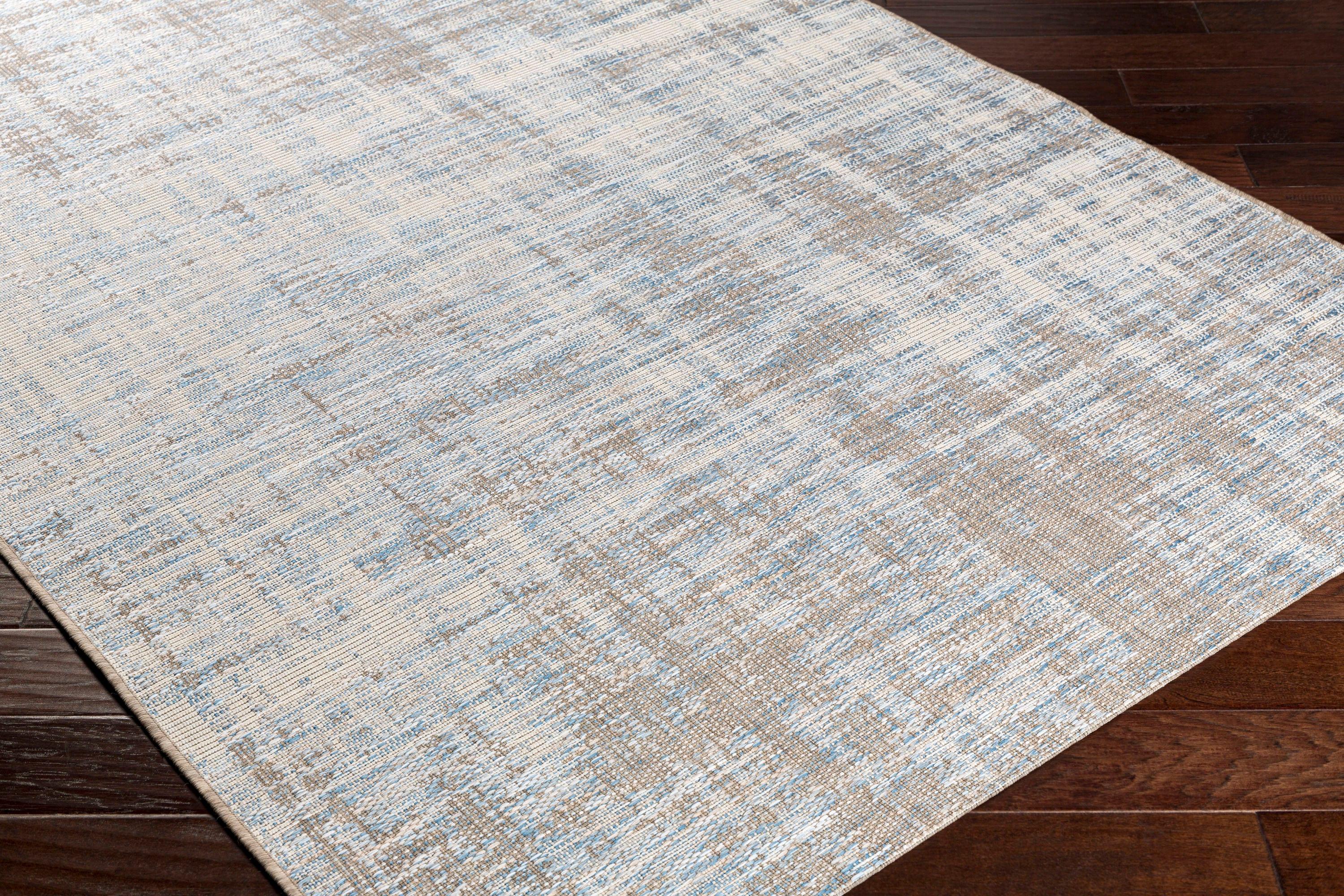 Blue Rectangular Tufted Synthetic Reversible Rug 3'11" x 5'7"