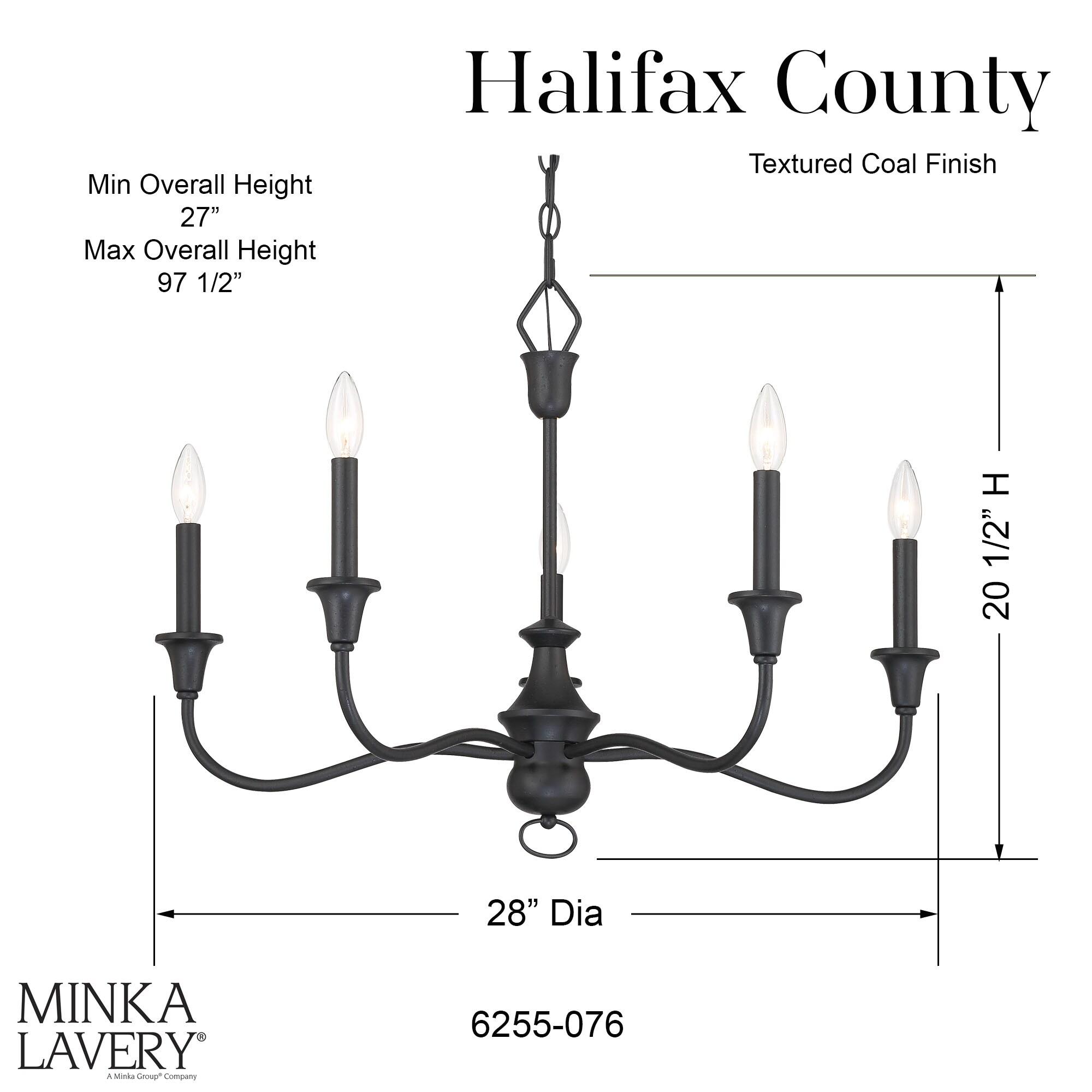 Halifax Textured Black 5-Light Candelabra Chandelier