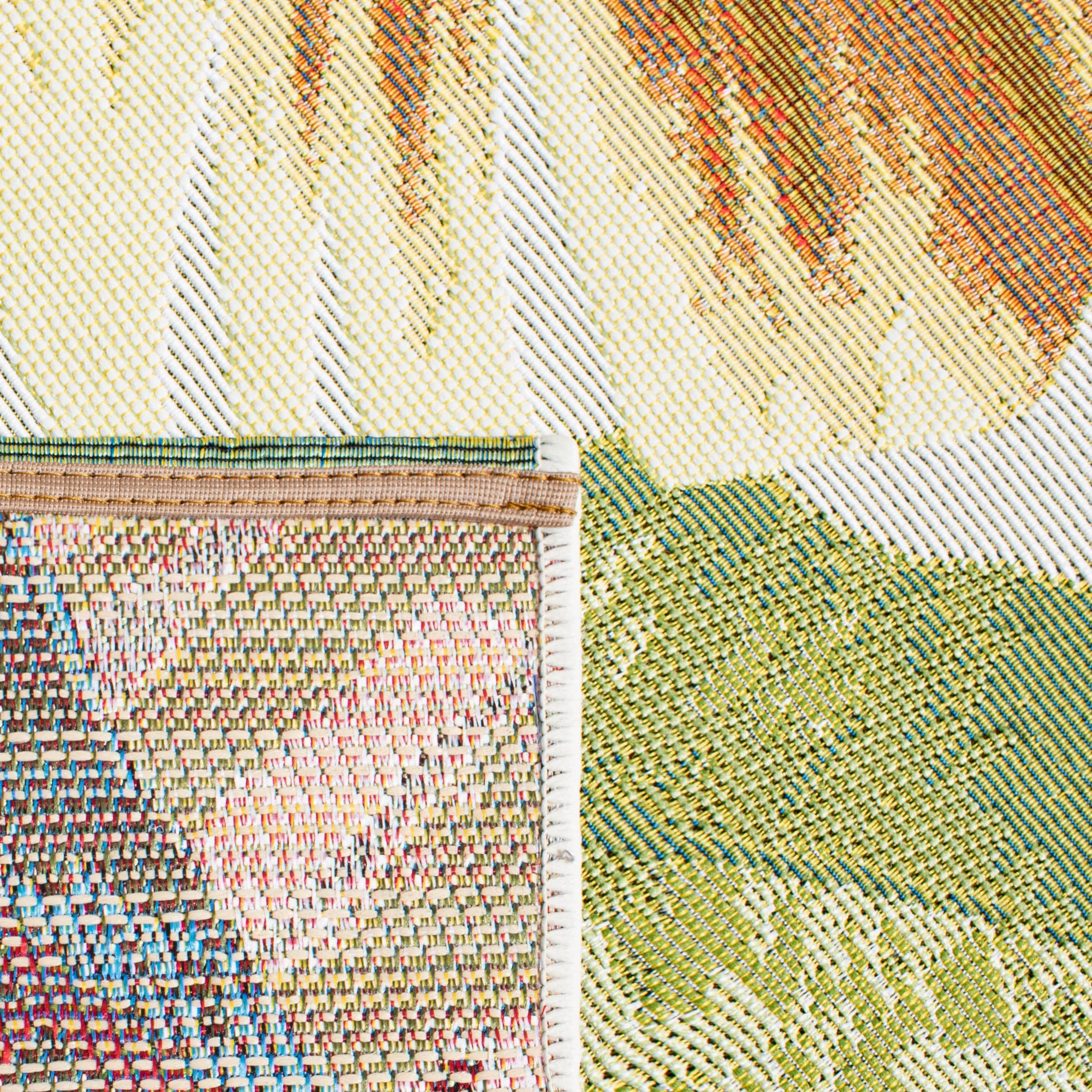SAFAVIEH Barbados Banana Leaves Outdoor Area Rug, Gold/Green, 8' x 8' Square