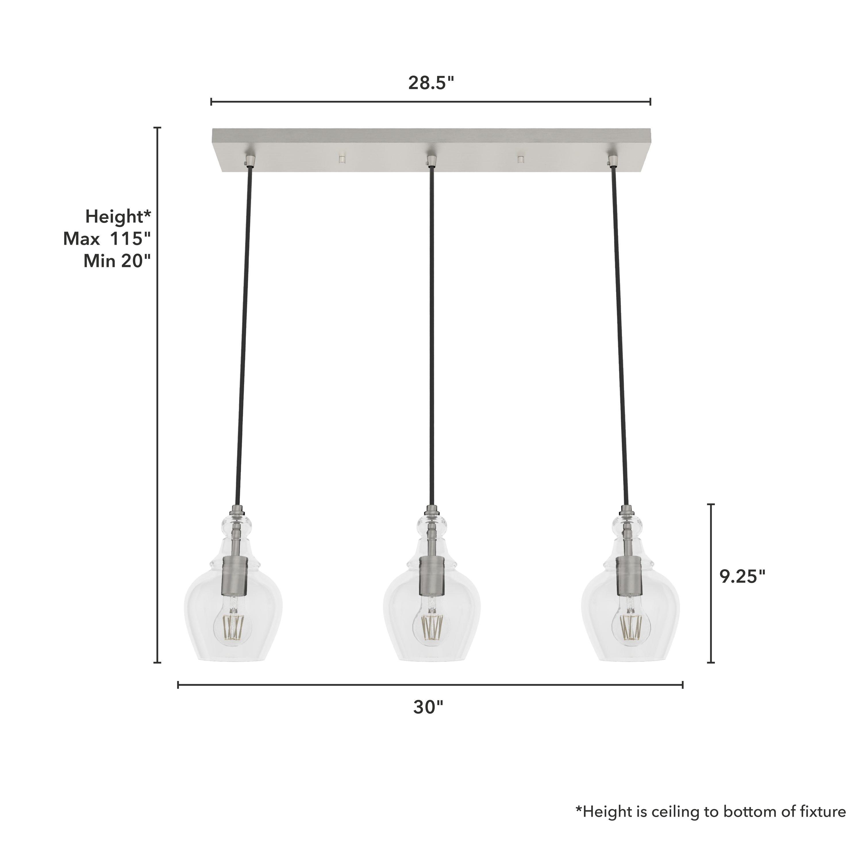 Hunter Fan Maple Park 3 Light Linear Bell Pendant
