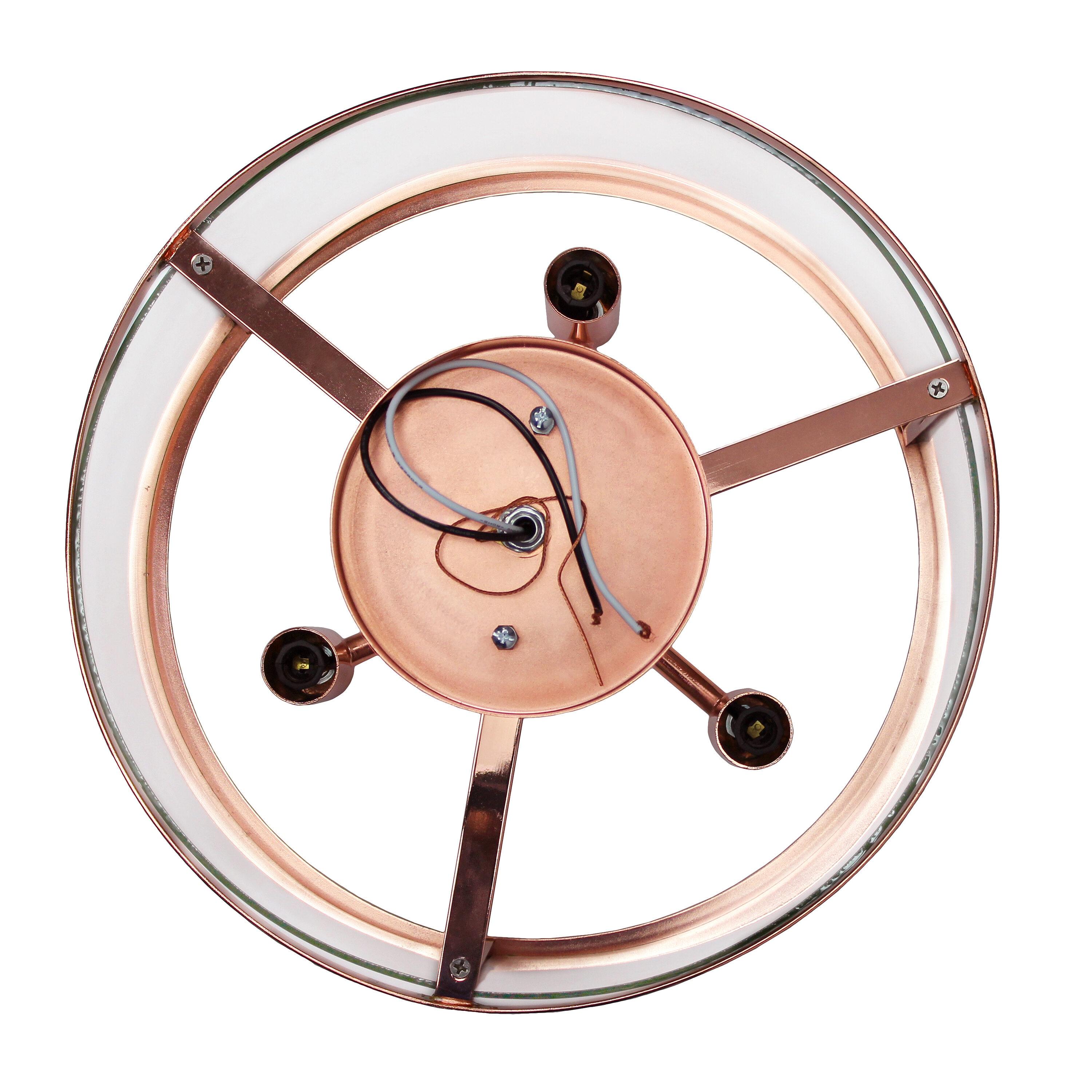3-Light 13" Industrial Farmhouse Glass/Metallic Accented Semi-flushmount Ceiling Light - Lalia Home