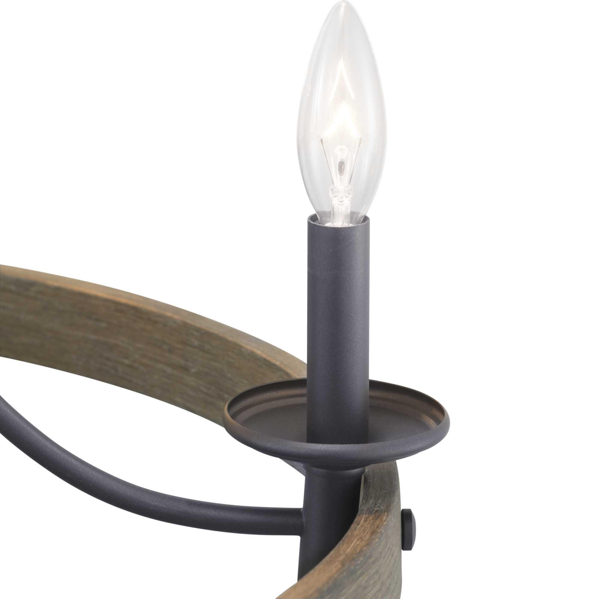 Progress Lighting Gulliver 5-Light Chandelier, Graphite Finish, Wood Grained Texture Shade
