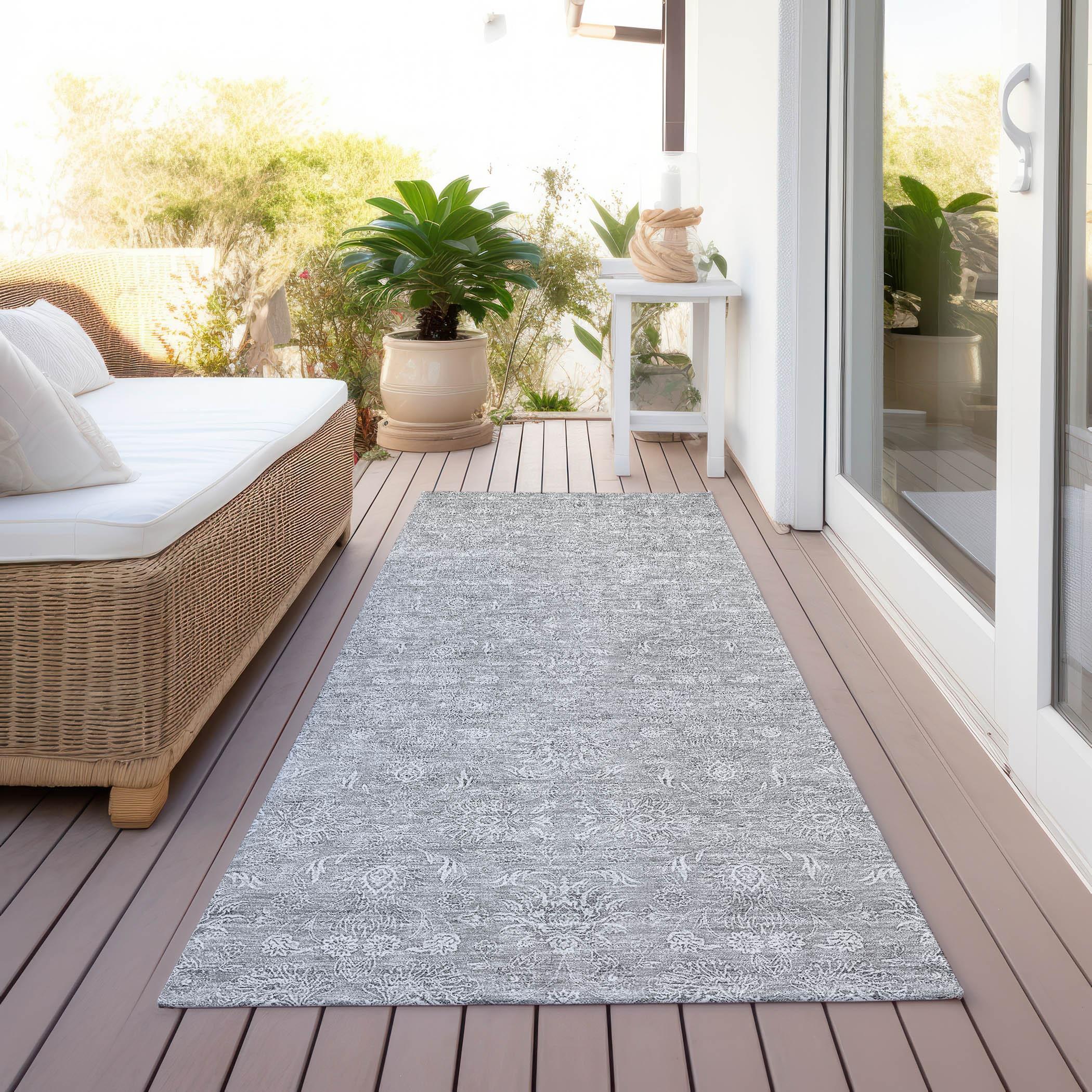 Addison Rugs Chantille ACN703 Gray 2'3" x 7'6" Indoor Outdoor Hallway Runner Rug, Easy Clean, Machine Washable, Non Shedding, Kitchen Area Carpet for Bathroom, Patio, Laundry and Bedroom Rug