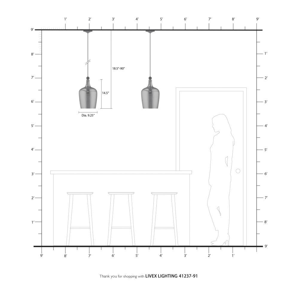 Livex Lighting Art Glass 1 - Light Pendant in  Brushed Nickel