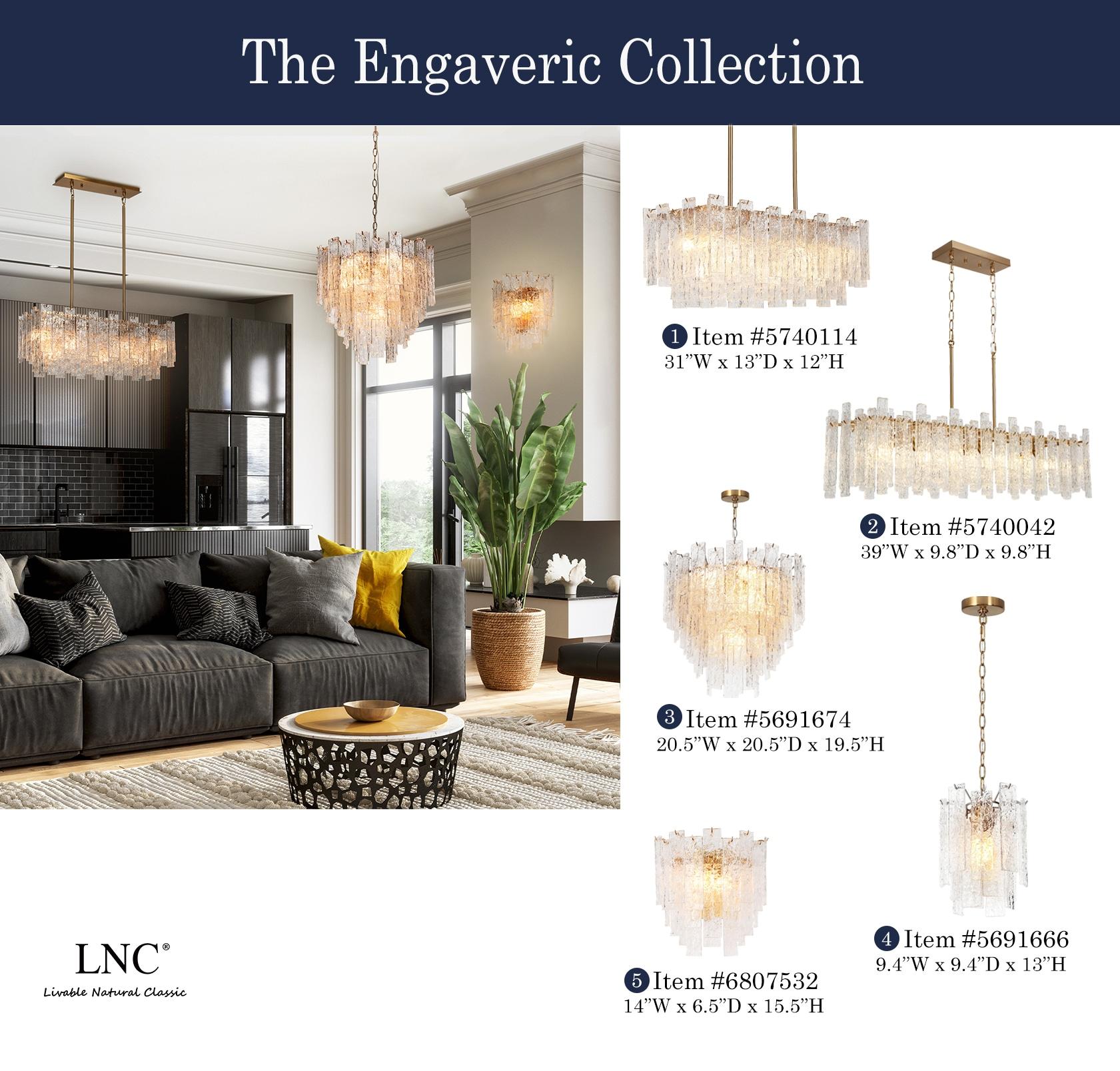 LNC Modern 6-Light 39" W. Glass Island Chandelier for Kitchen Island Dining Room - 39" W x 9.8" H x 9.9" D