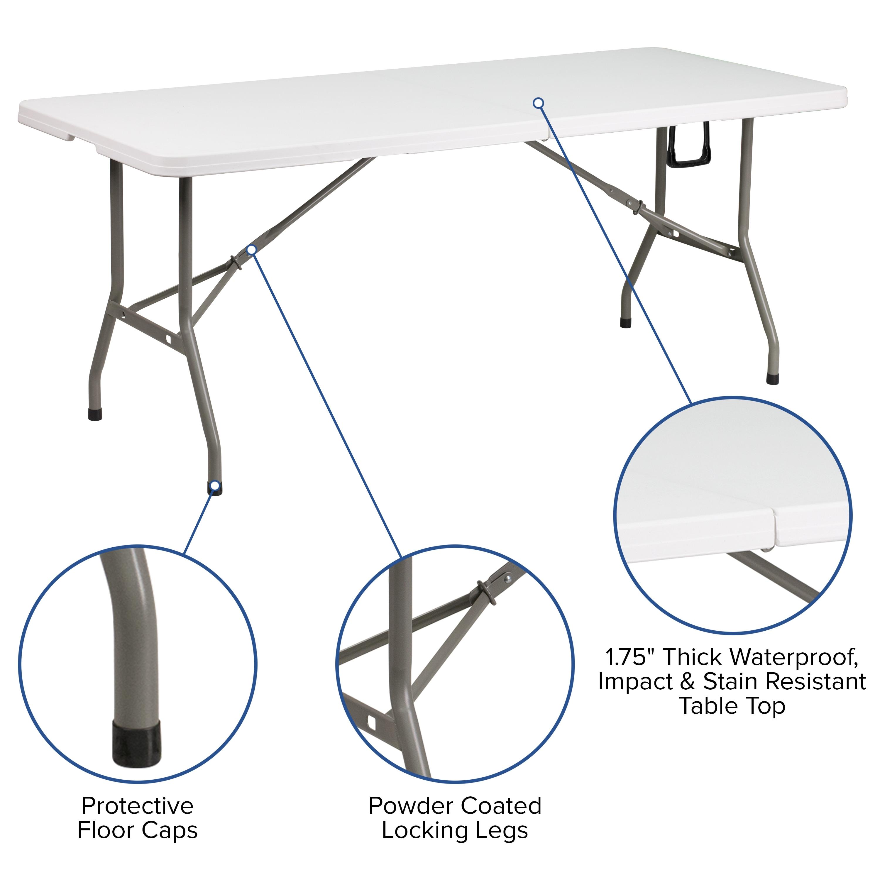 Noah 6' Rectangular Plastic Folding Event Table with Carrying Handle by Flash Furniture