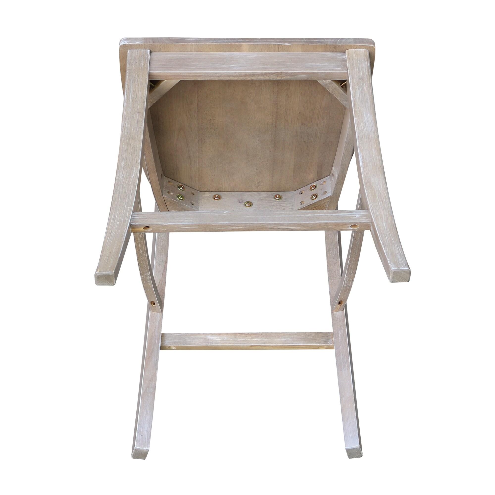 24" Vinyard Counter Height Barstool Washed Gray/Taupe - International Concepts: Solid Wood, X-Back Design