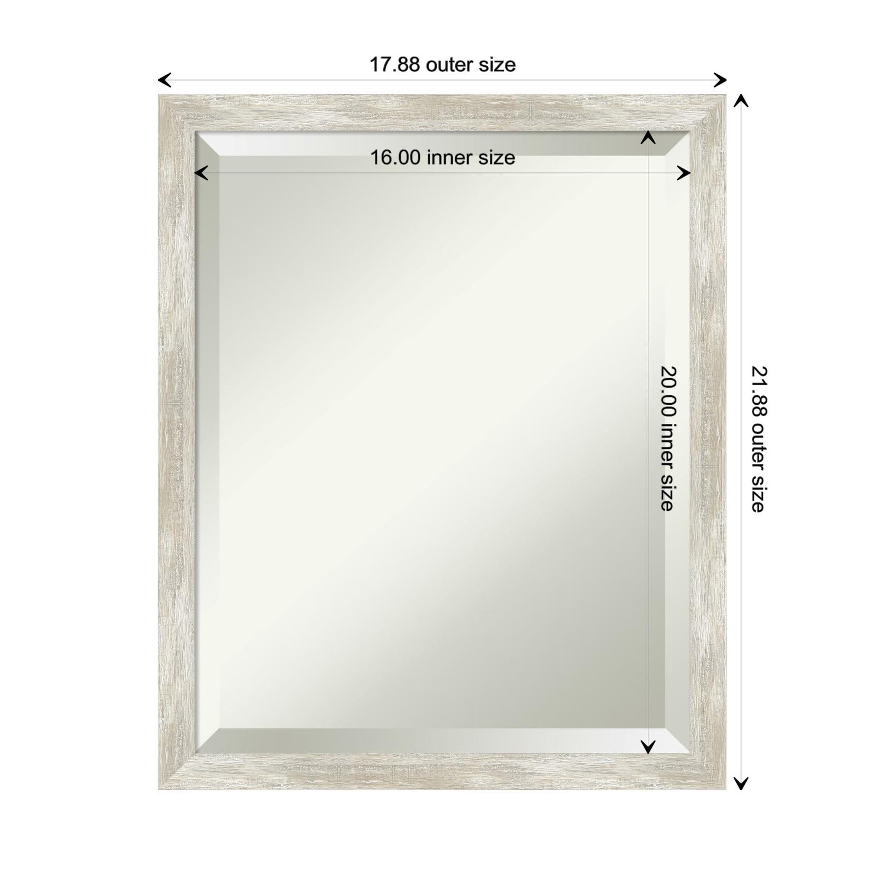 Amanti Art 18"x22" Crackled Metallic Narrow Framed Wall Mirror Silver: Beveled, Polystyrene Frame, No Assembly Required