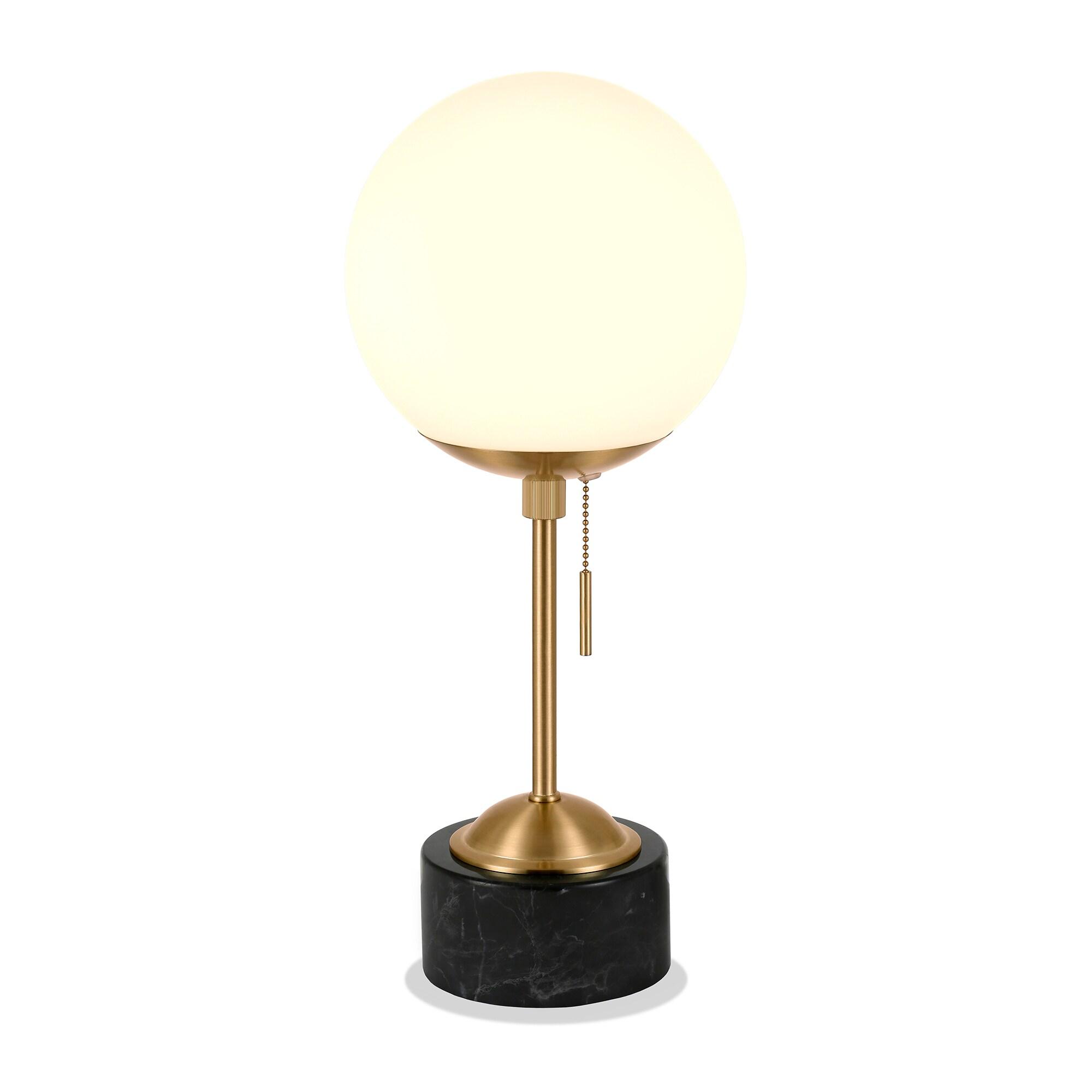 Evelyn&Zoe Modern Marble Table Lamp with White Globe Shade