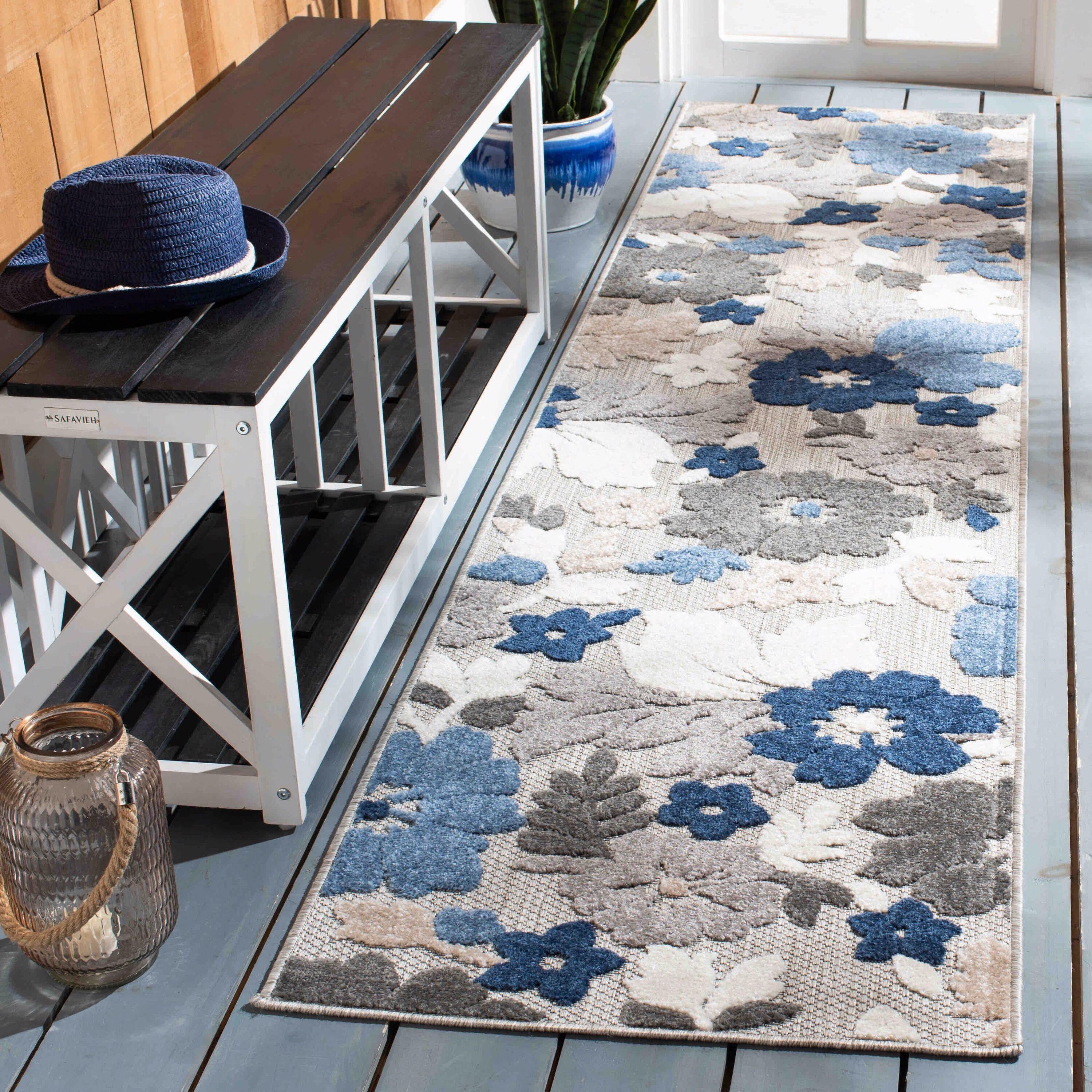 Cabana CBN308 Loomed Indoor Accent Rug - Grey/Blue - 2'2"x5' - Safavieh