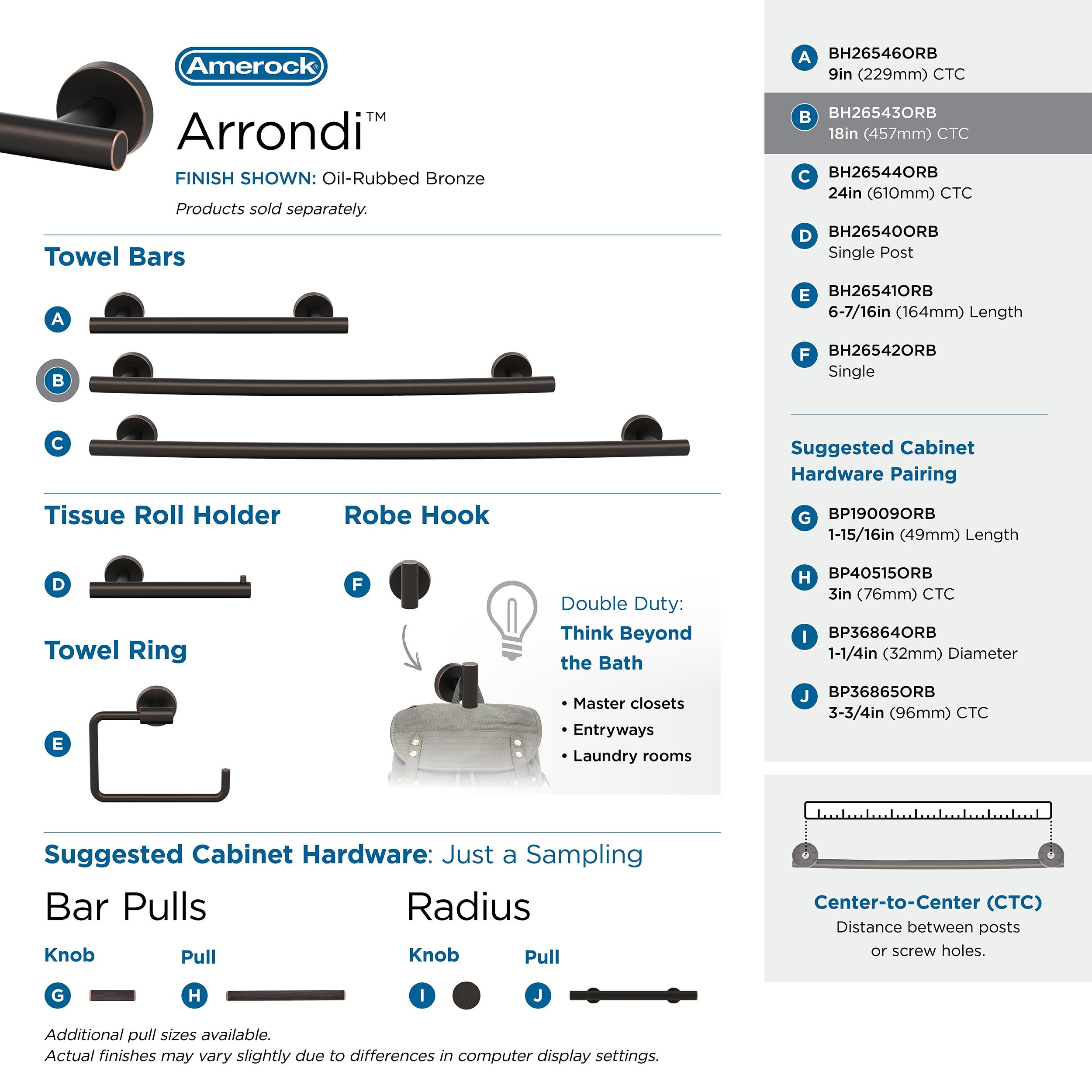 Amerock Arrondi Oil-Rubbed Bronze 18 inch (457mm) Towel Bar