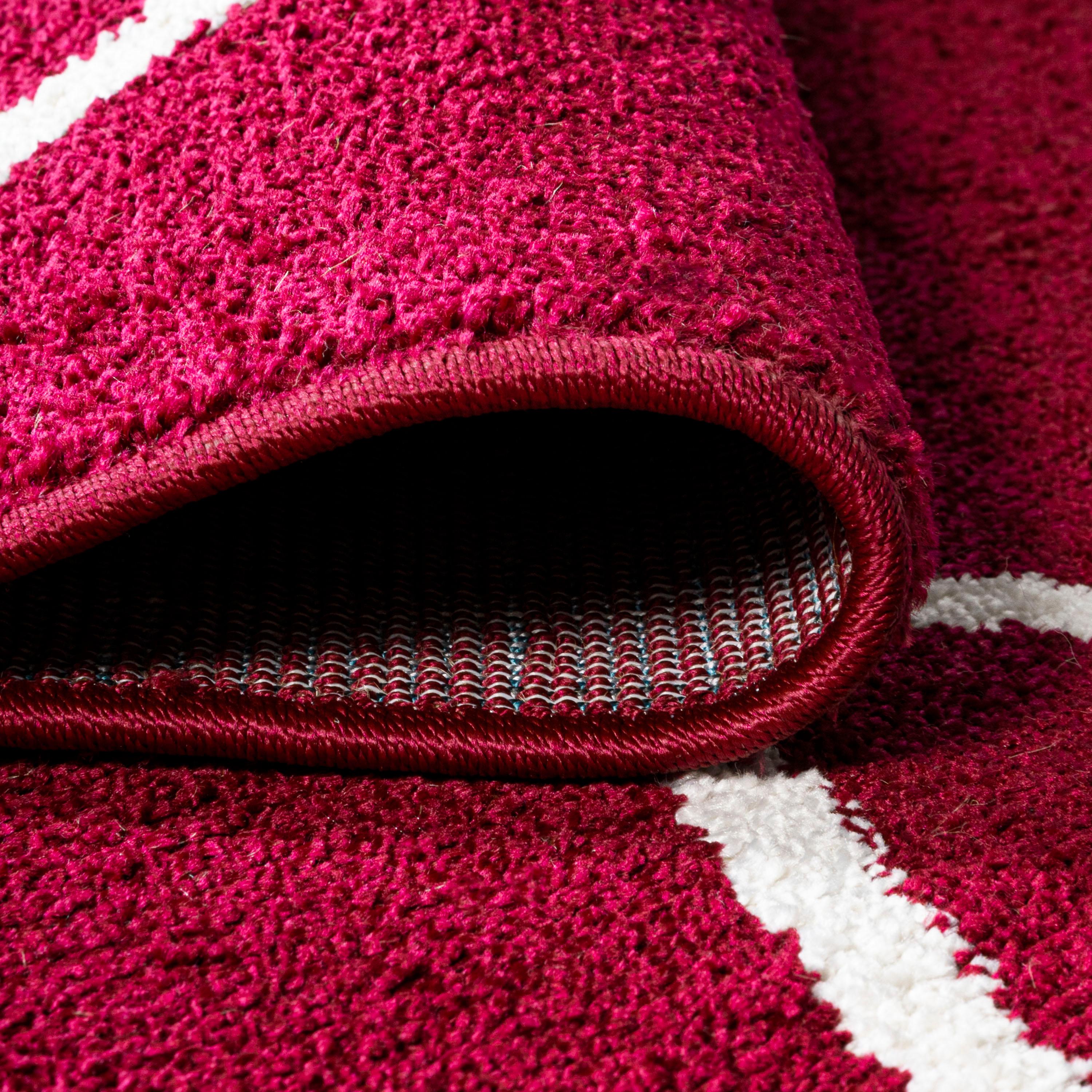 4'x6' Cole Minimalist Diamond Trellis Area Rug, Red/White - JONATHAN Y
