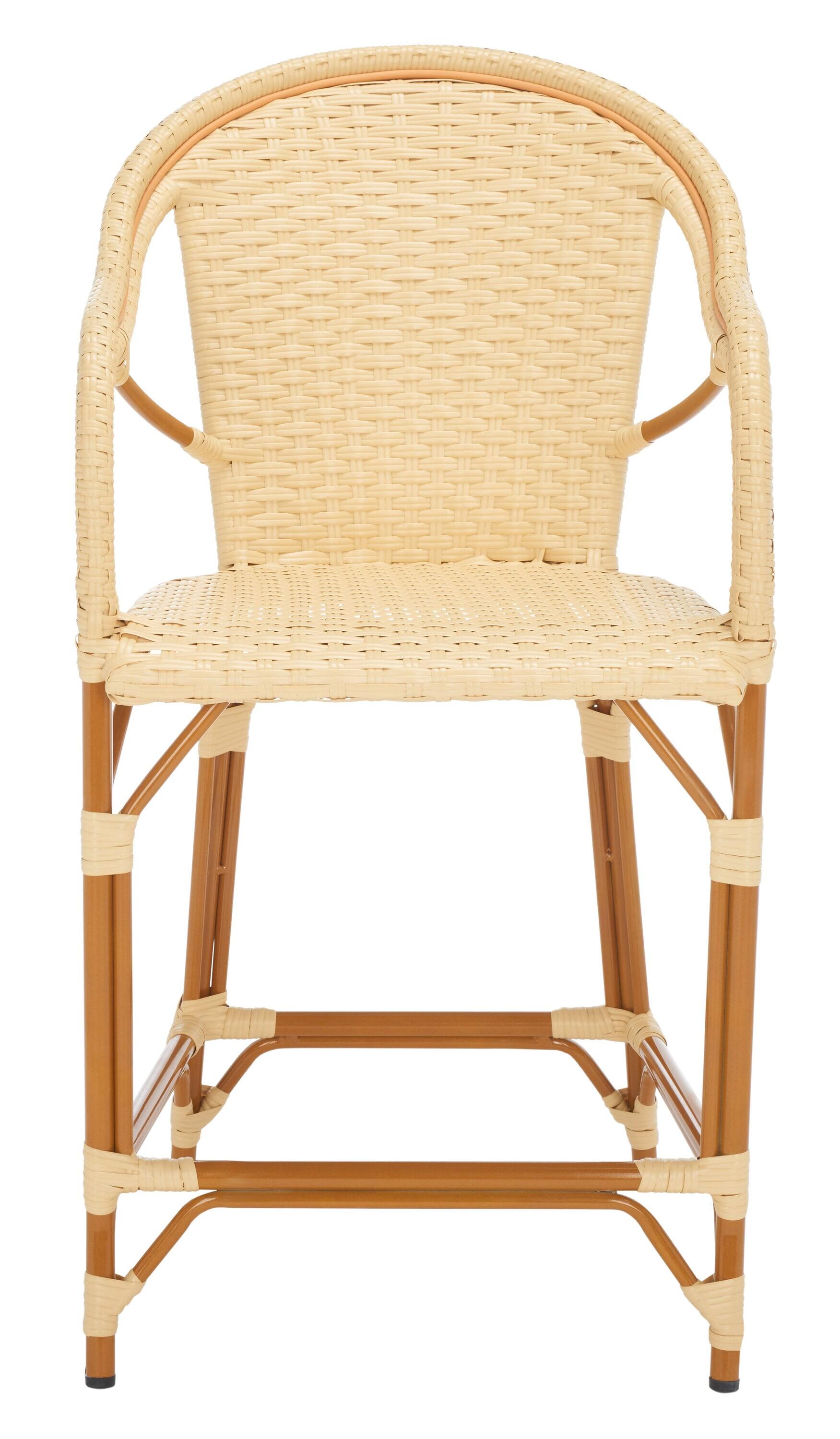 California Counter Stool With Arms - Indoor/Outdoor - PAT7533 - Natural - Safavieh