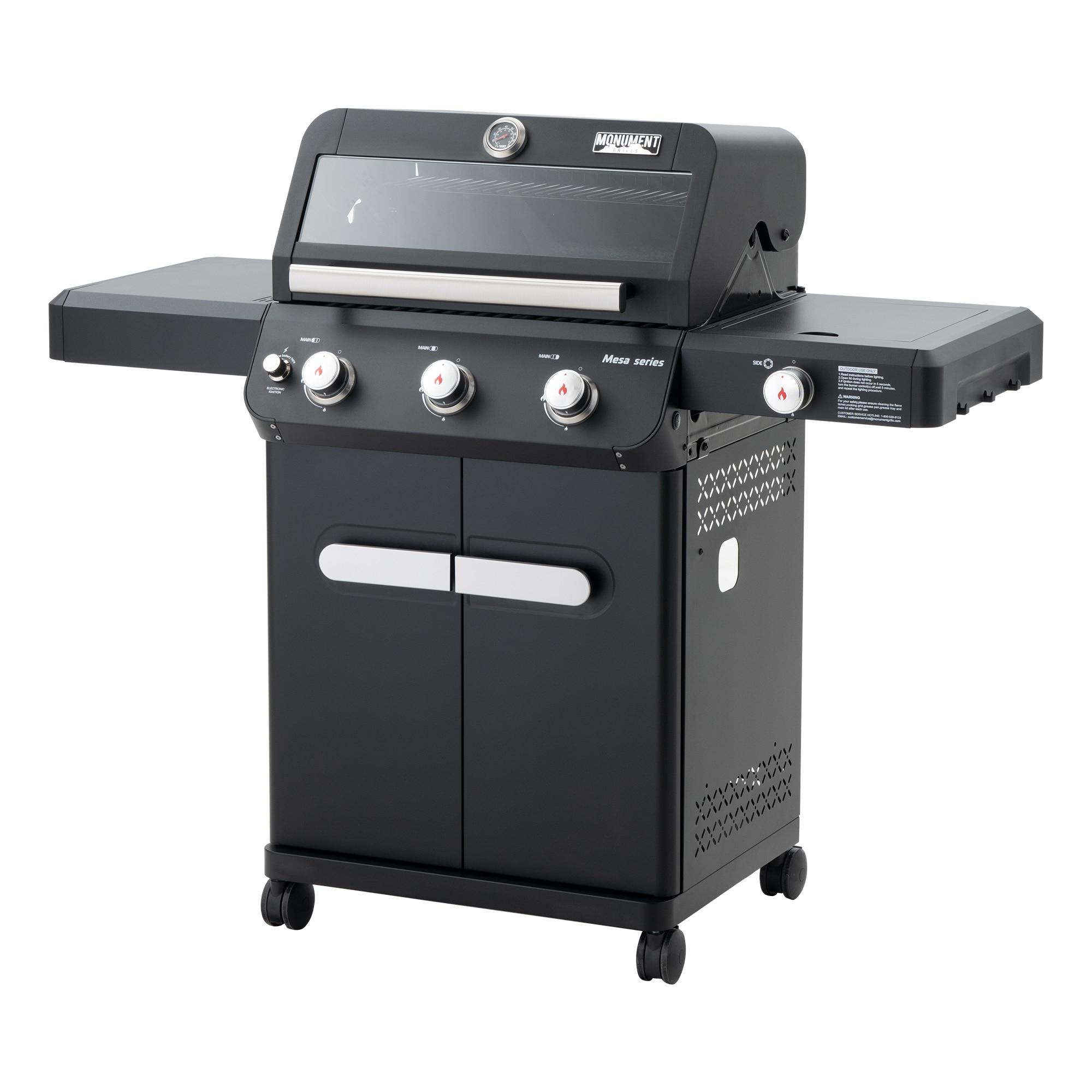 Monument Grills Mesa Series3-Burner 48000 BTU Propane Gas Grill with 1 Side Burner