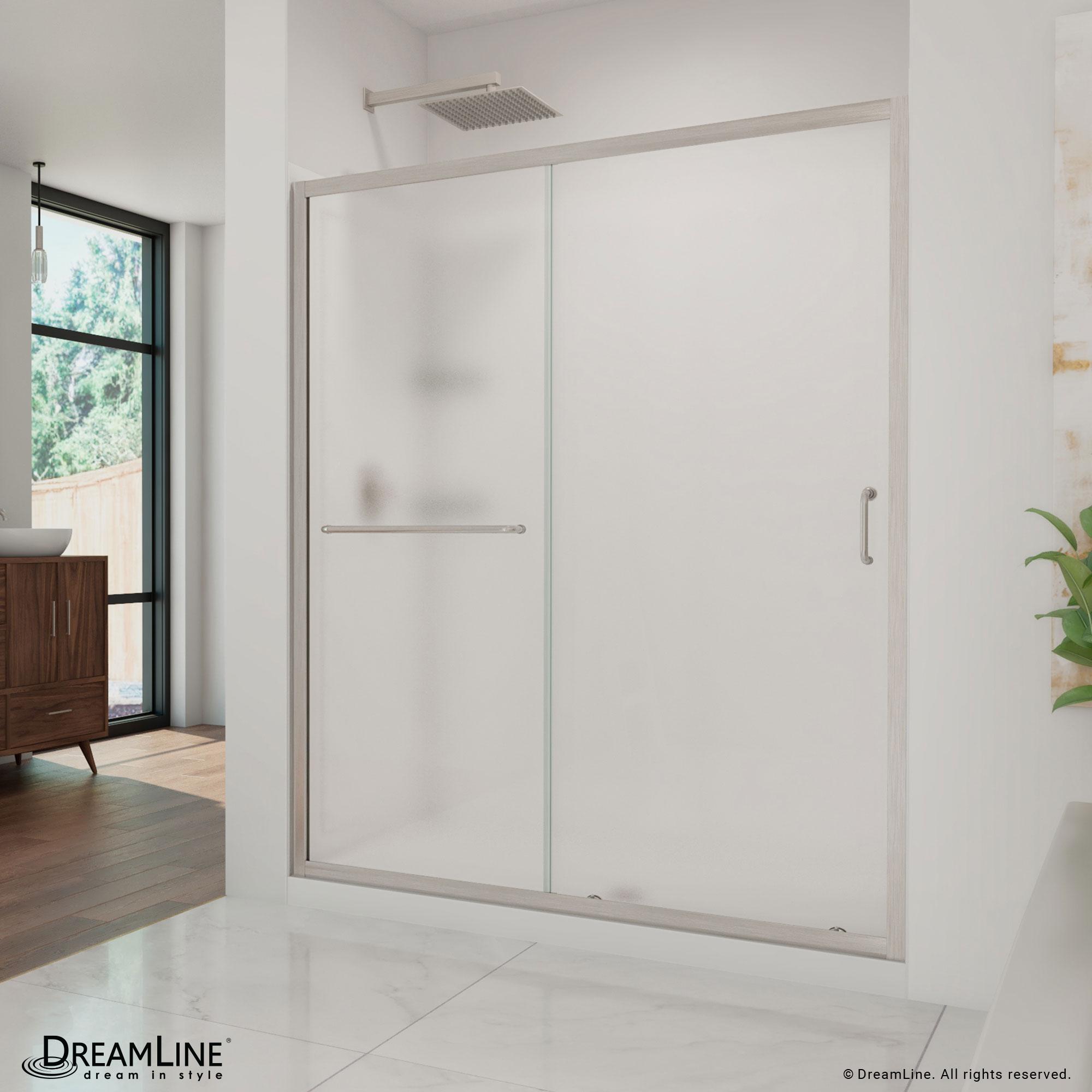 Infinity-Z 60" x 76.75" Rectangle Sliding Shower Enclosure with Base Included