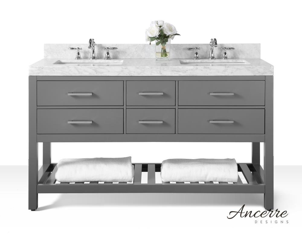 Elizabeth 60 in. Bath Vanity Set in Sapphire Gray with Italian Carrara White Marble Vanity top and White Undermount Basin