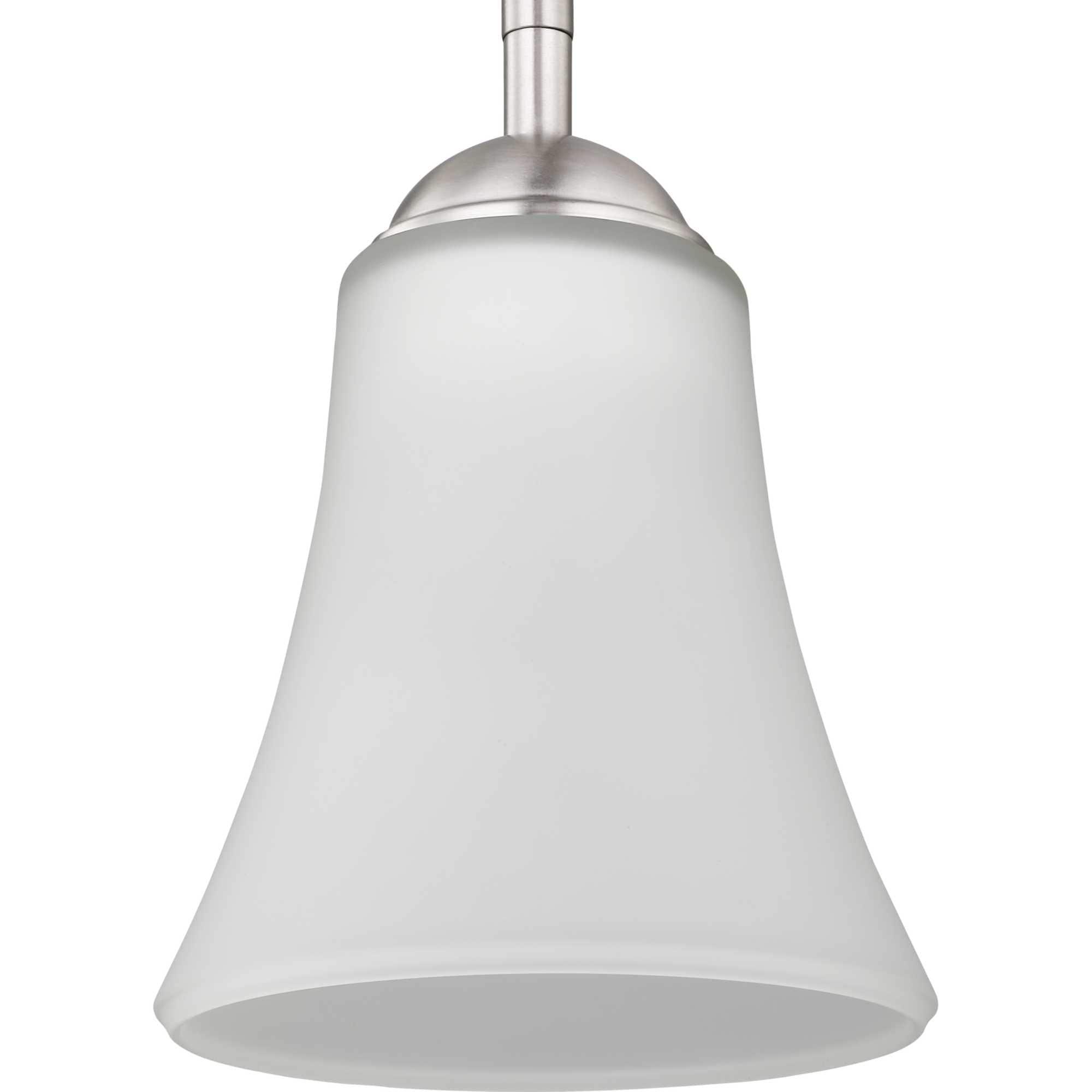 Progress Lighting, Angelic, 1-Light Mini-Pendant, Brushed Nickel, Etched Glass Shade