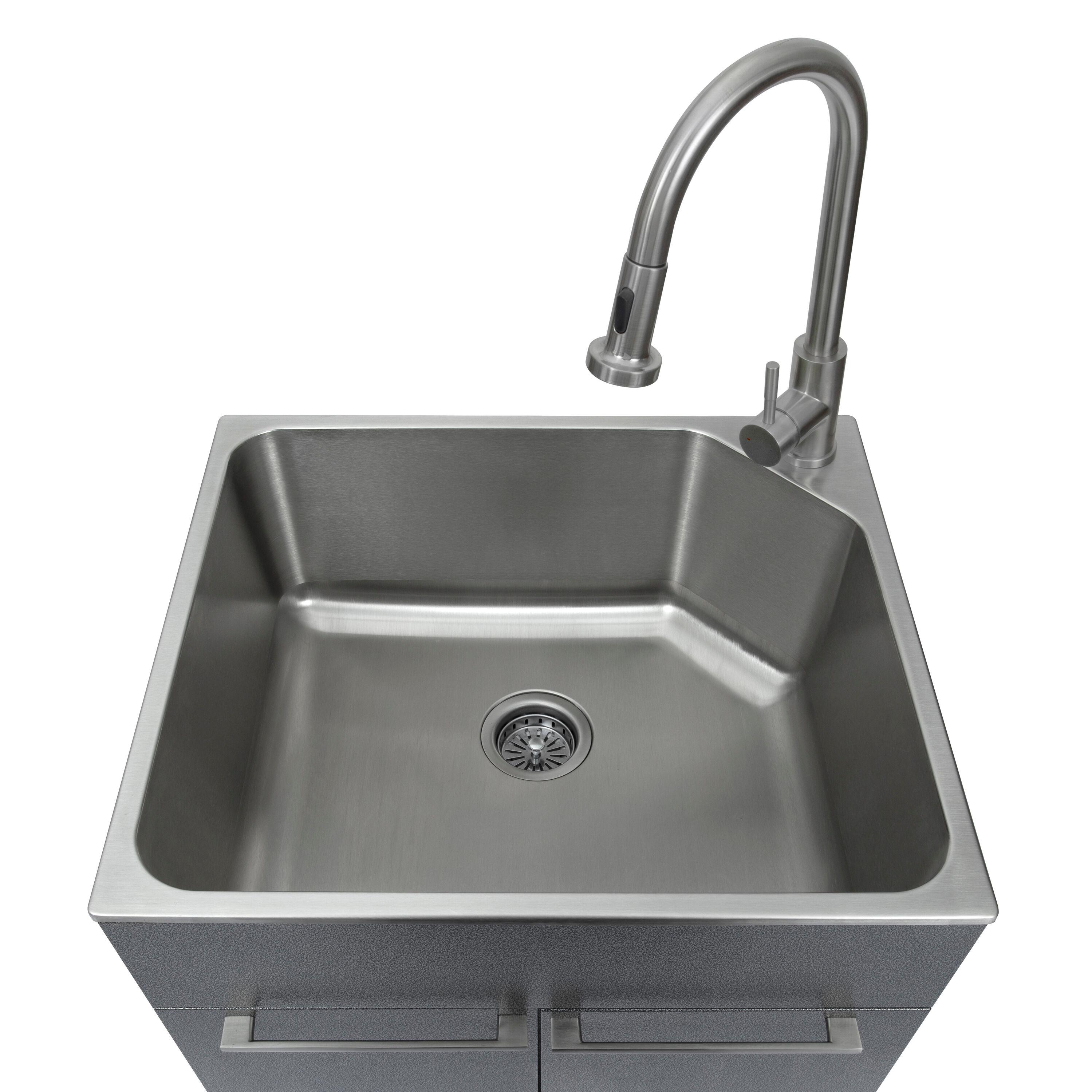 All-In-One 24.1" L x 21.3" W Free Standing Laundry Sink with Faucet